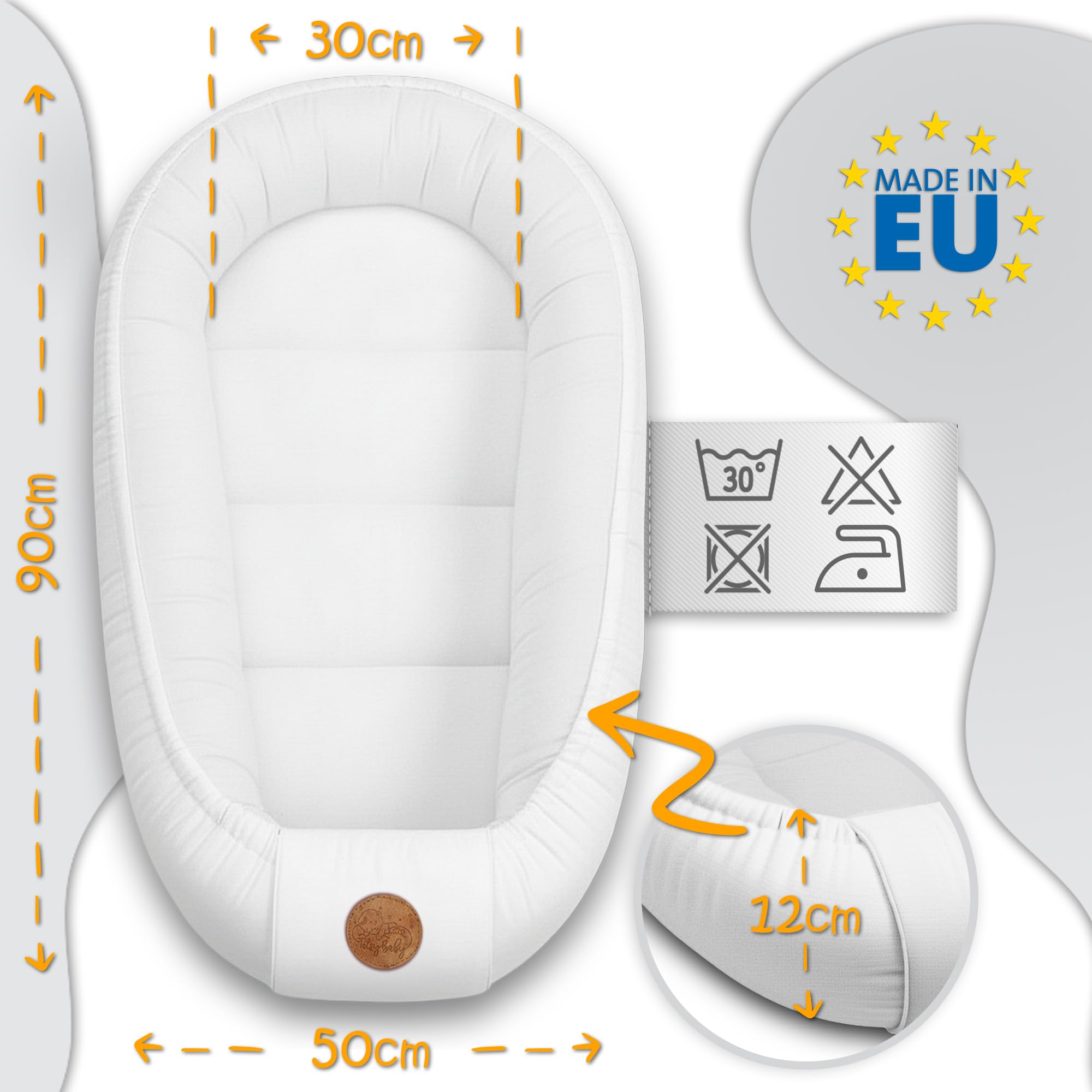 Babynest Babynestchen Neugeborene 90 x 50 cm baby nestchen tragbar nest für bett kinder kuschelnest coccon für Jungen und Mädchen