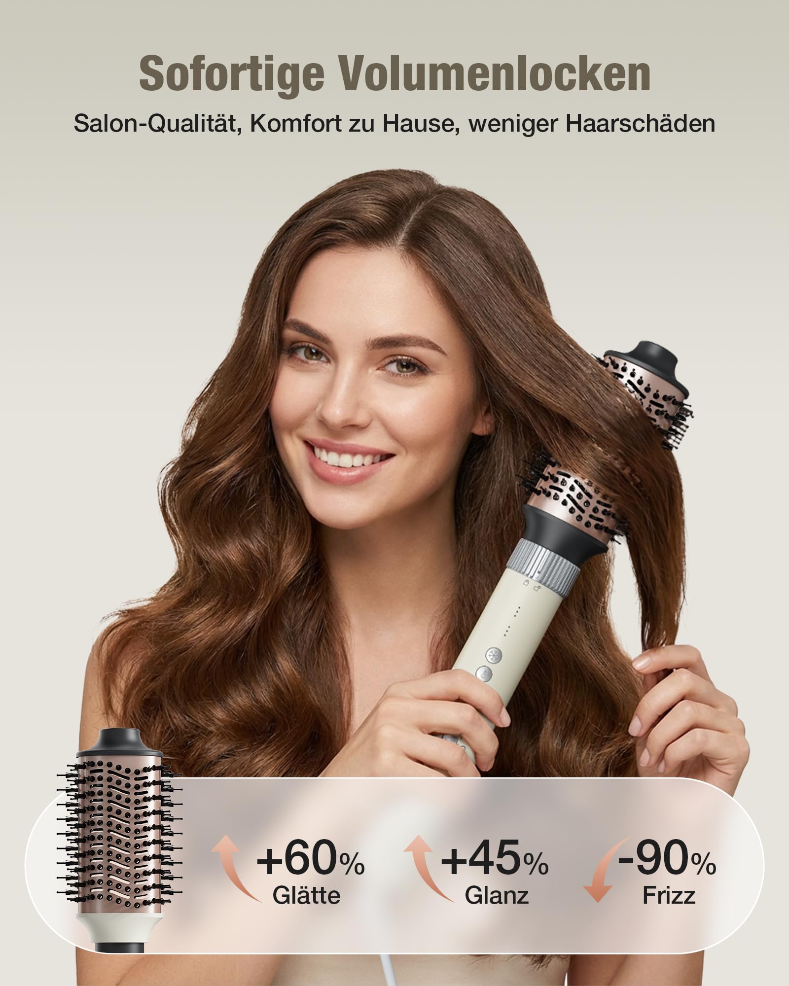 6-in-1 Hairstyler, Airstyler, Lockenstab, 110000 U/Min Hochgeschwindigkeit Lonen Föhn Locken oder Glätten, Föhnbürste Warmluftbürste Rundbürstenföhn Lockenföhn Haartrockner- Rosa