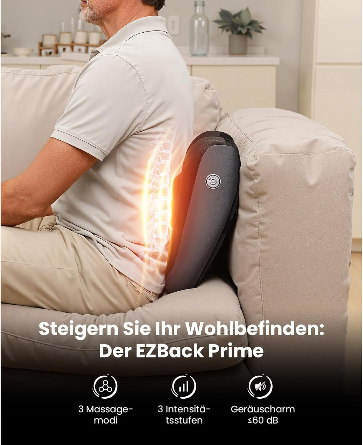 Rückenmassagegerät mit Wärmefunktion, Elektrisches Nackenmassagegerät mit Fernbedienung, Massagegerät für Nacken Schulter Lendenbereich, Entspannung für Zuhause Büro