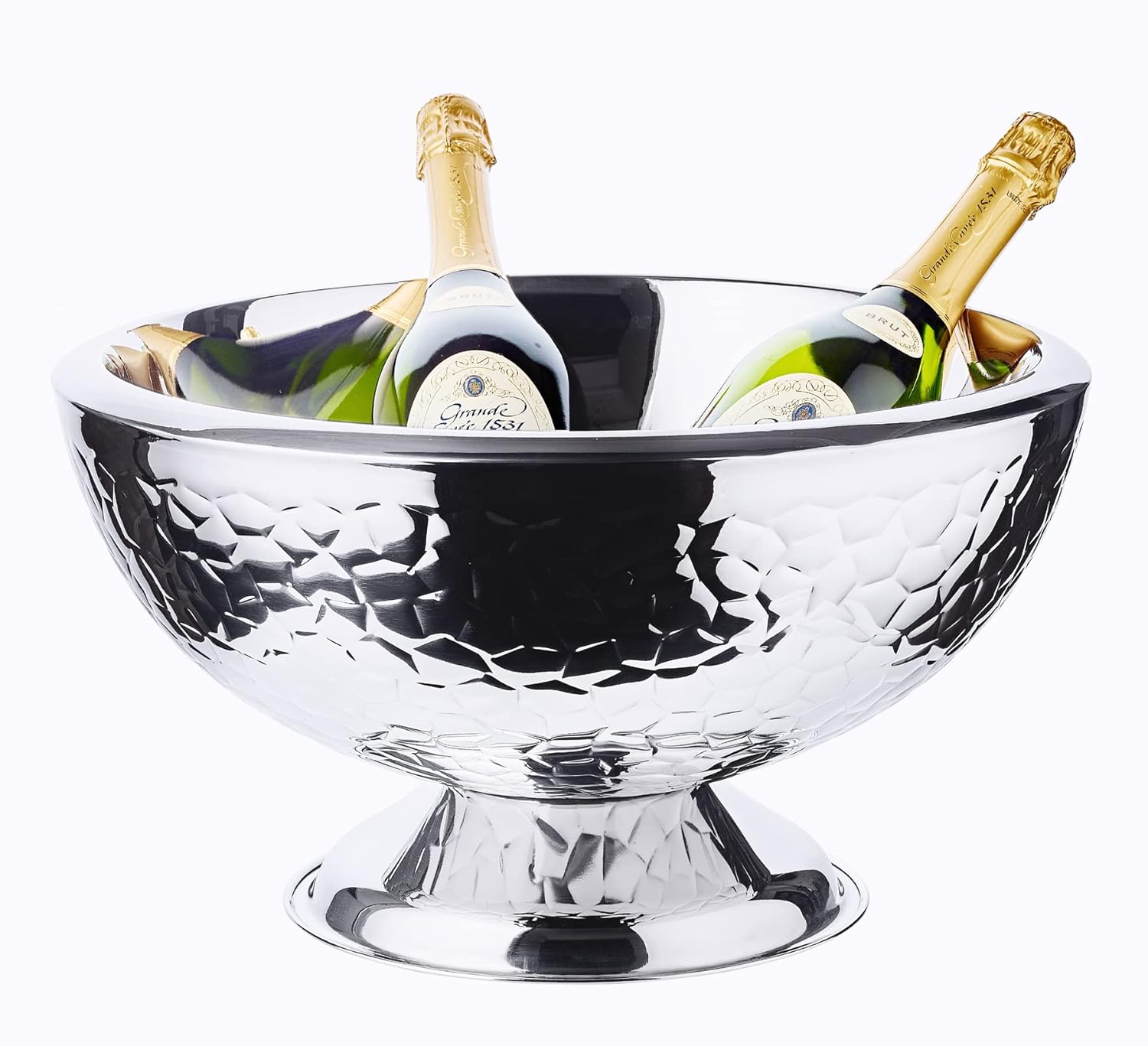 Sektkühler Capri (Ø 43 cm, groß) aus Edelstahl - Flaschenkühler, Champagner Kühler - Getränkekühler für 6 Flaschen - Schale für Wein, Sekt & Eiswürfel - Weinkühler gemustert