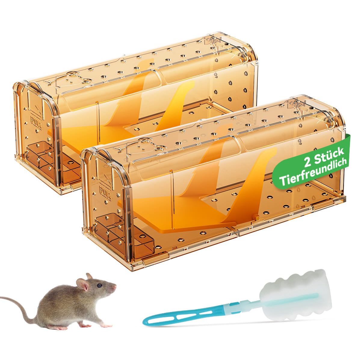 Mausefalle Lebend , Lebendfalle Maus, Wiederverwendbar, Tierfreundliche, Hochsensitive Quick Release, Kontakt mit Mäusen vermeiden - Gartenzubehör
