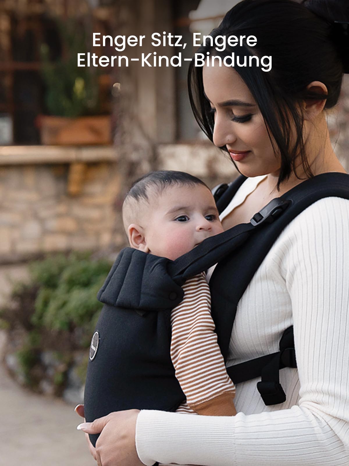 Babytrage, Ein-Klick-Schnalle für Einfaches Anlegen, Bequemer Träger von Neugeborenem bis Kleinkind mit Kopfstütze (3-20kg, 3-24Monate), Ergonomisch & Leicht