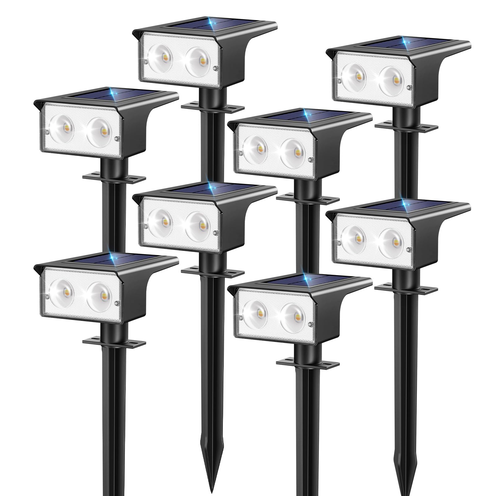 Solarlampen für Außen, 3000/4500/6000K Solarstrahler für Außen Garten 3 Farben IP65 Wasserdicht LED Solar Strahler Gartenleuchten, Solarleuchten für Outdoor Baum Rasen Weg Hof Garage