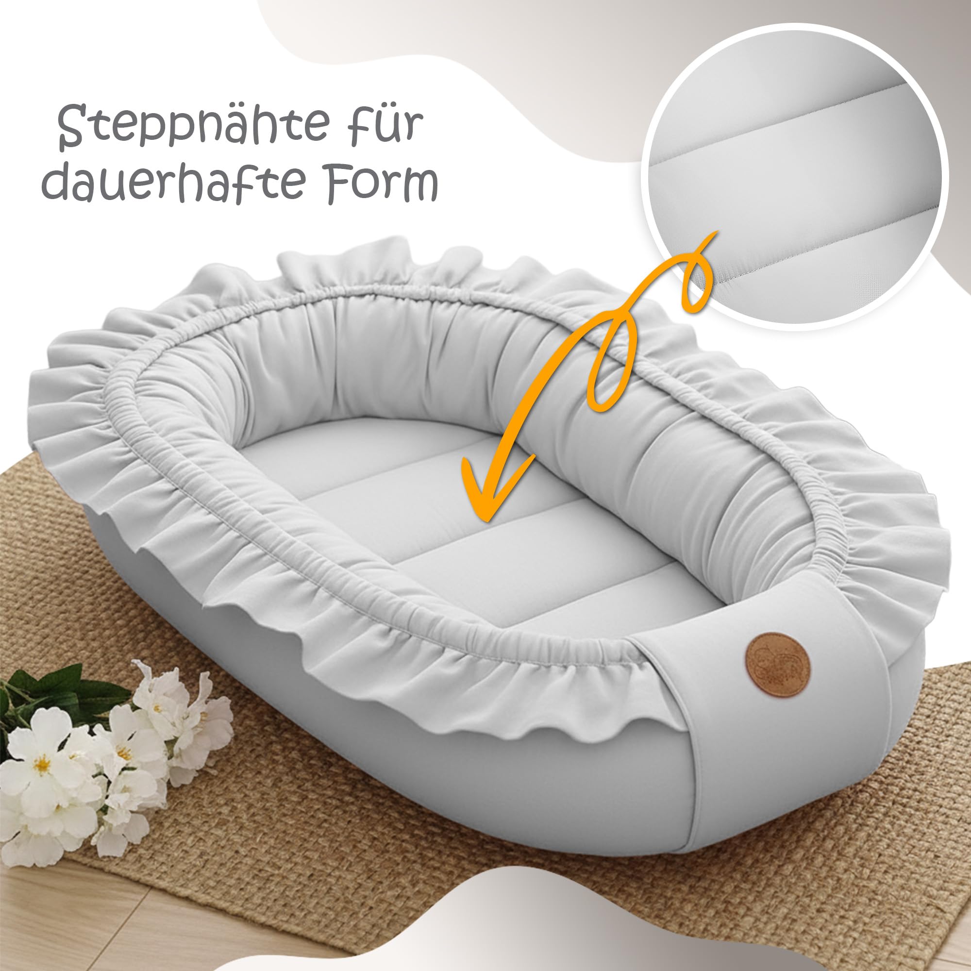 Babynest Babynestchen Neugeborene 90 x 50 cm baby nestchen tragbar nest für bett kinder kuschelnest coccon für Jungen und Mädchen