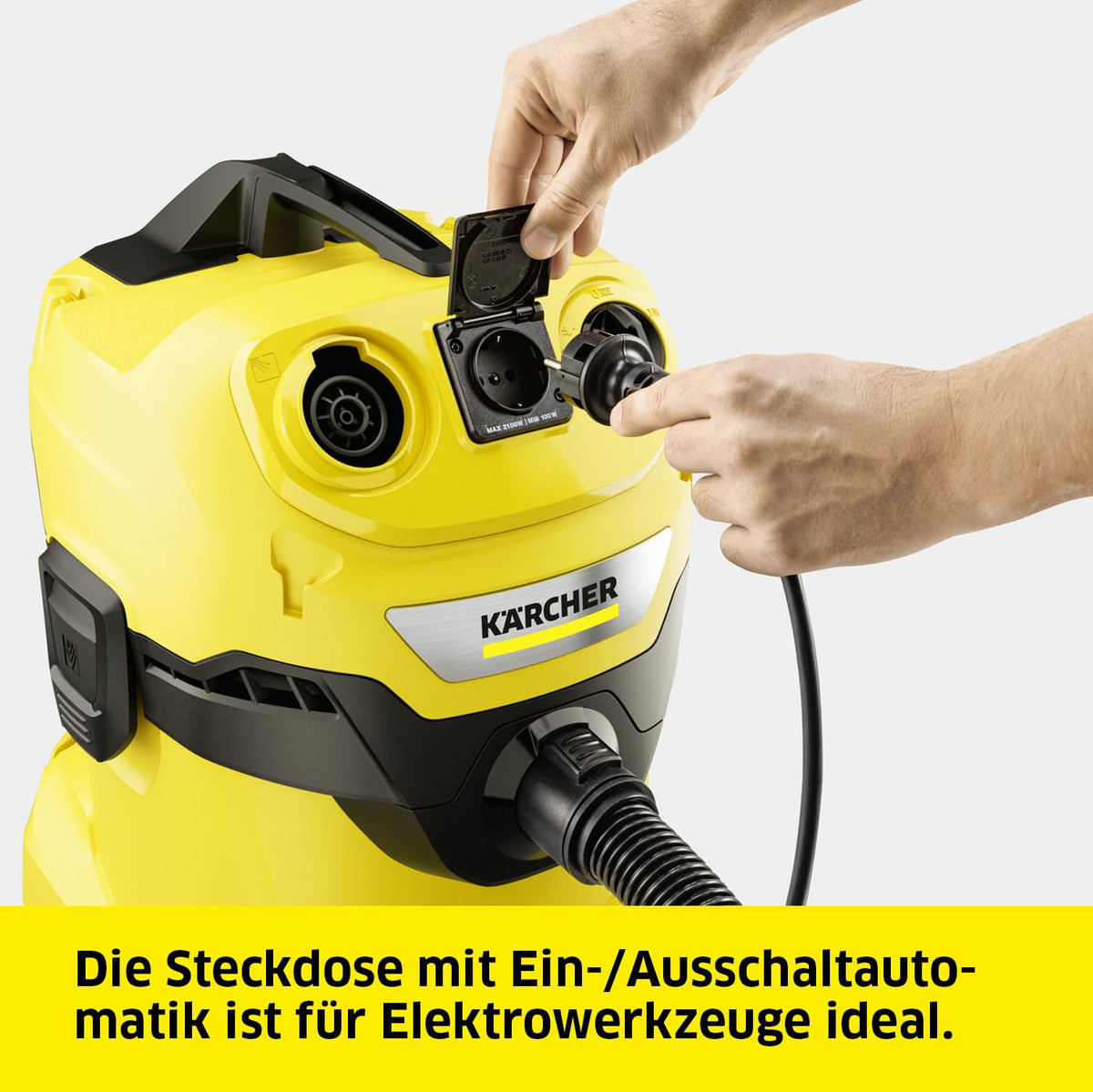 KÄRCHER WD 4 V-20/5/22 Nass-& Trockensauger, 20 l Kunststoffbehälter, 5 m Kabel, 2,2 m Saugschlauch, Clips-Bodendüse, „Pull & Push“-Verschlusssystem, Flachfaltenfilter und Vliesfilterbeutel, Gelb