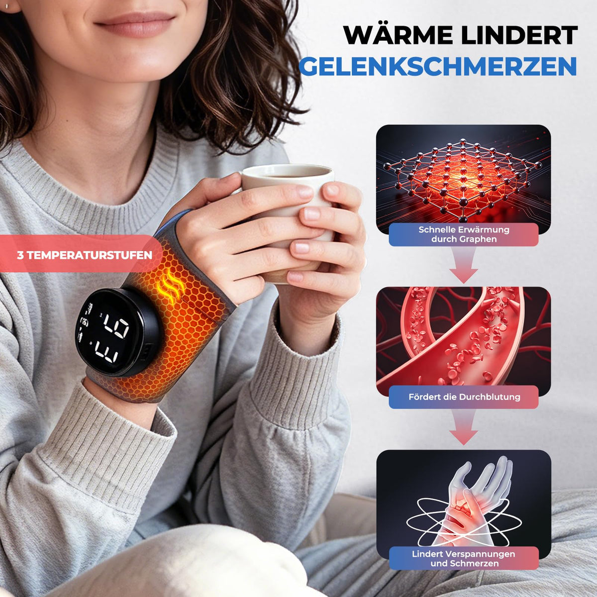 Elektrische Handgelenk Bandagen mit Wärme & Massage, M
