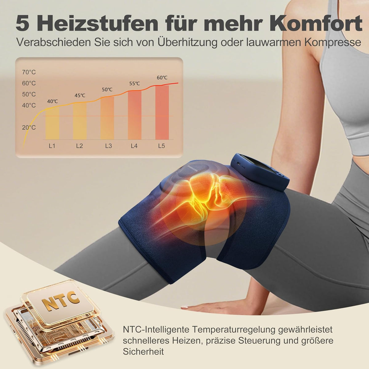 Knie Massagegerät mit Wärme, Knieschmerzen, Blau 1.0