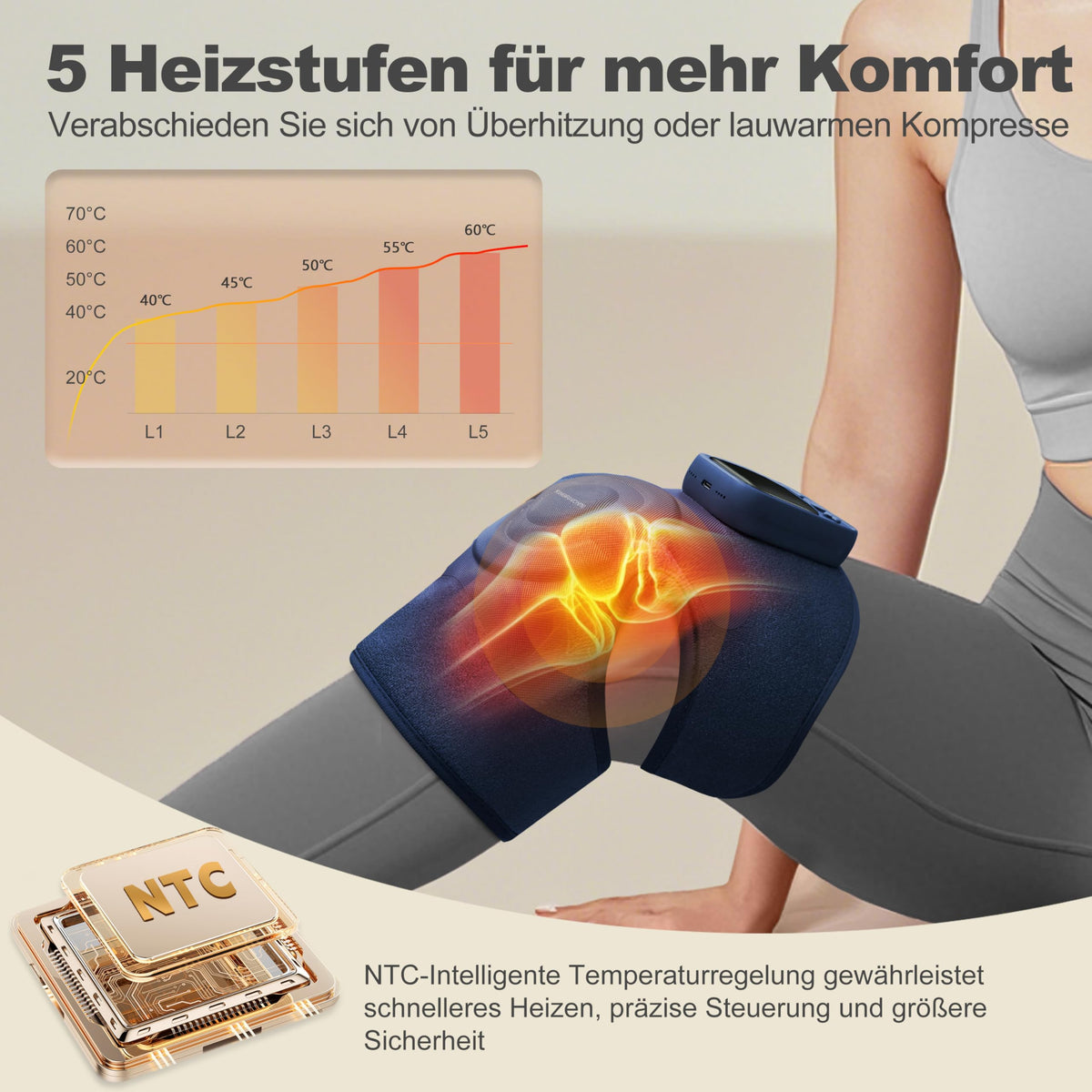 Knie Massagegerät mit Wärme, Knieschmerzen, Blau 1.0