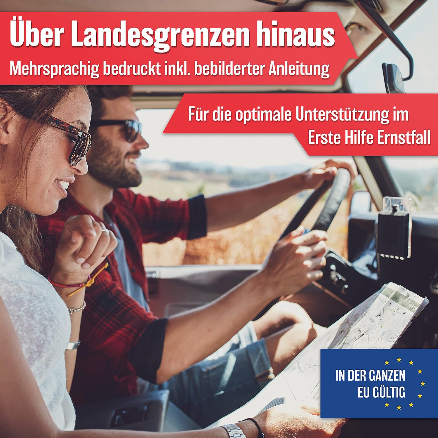 Verbandstasche nach aktueller Norm 2025 - Europaweit Nutzbar - Erste Hilfe Set Auto Verbandskasten DIN 13164:2022 (StVO konform)