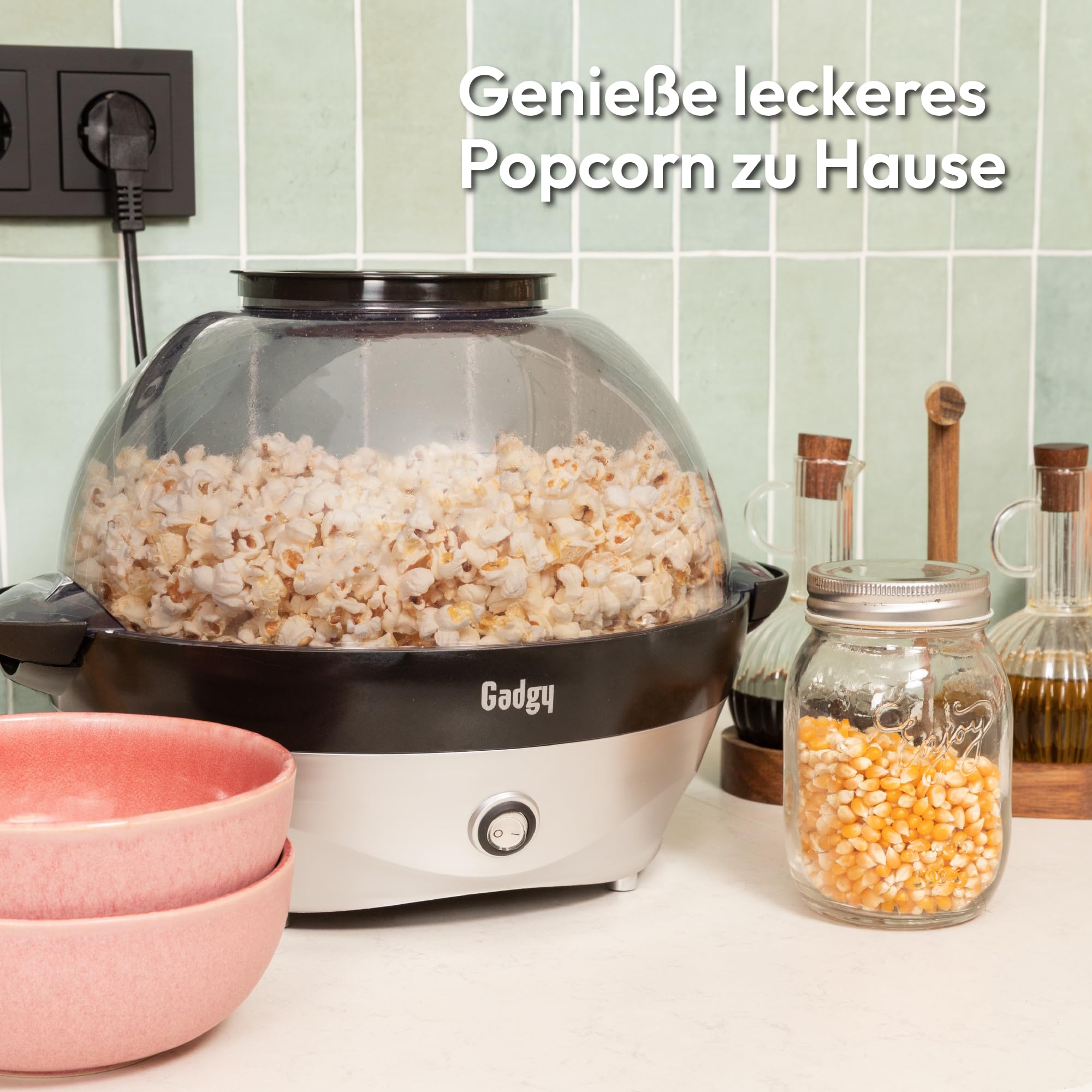 Popcorn Machine Large - Retro Popcorn Maker 5 L - Popcorn Maker with Non-Stick Coating and Removable Heating Surface - Popcorn Machine Red - Popcorn Machine 800 W - Popcorn Machine