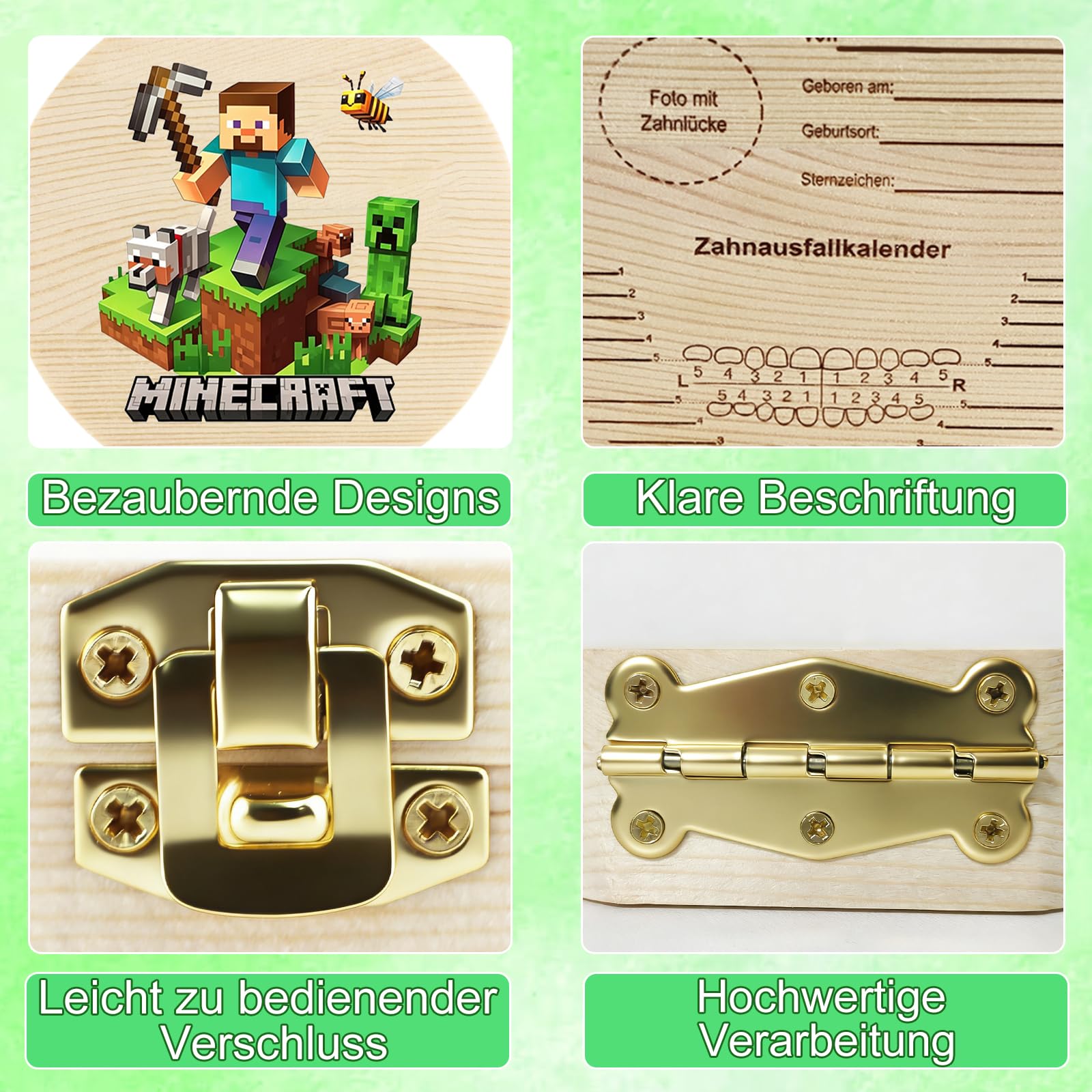 Holz Milchzahn Aufbewahrungsbox, Zahnbox, Milchzähne Mädchen Junge