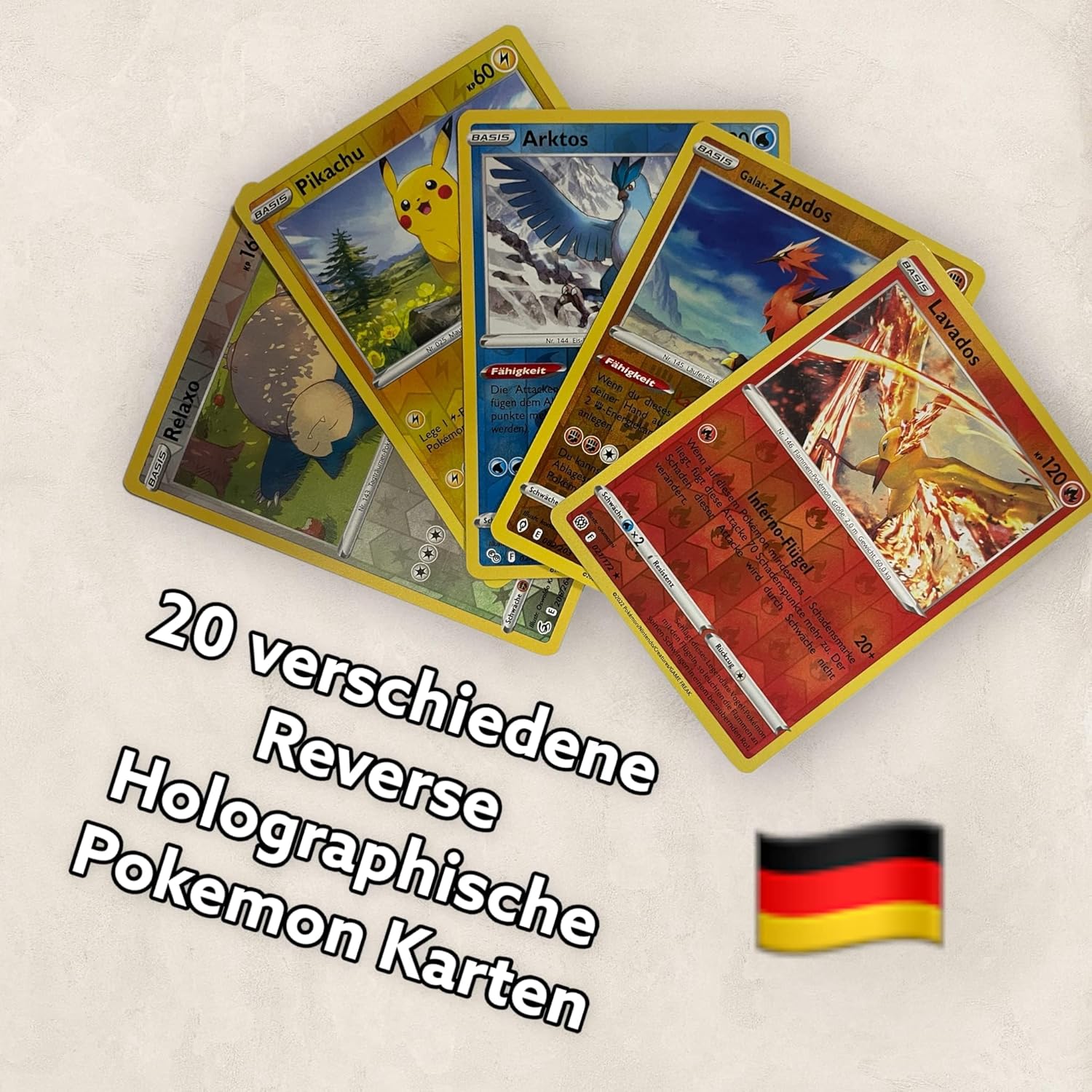 Original 20 x Pokémon Reverse Holo Glitzer, seltene Pokémon Karten Holographische Reverse Verschiedene Karten aus aktuellen Sets