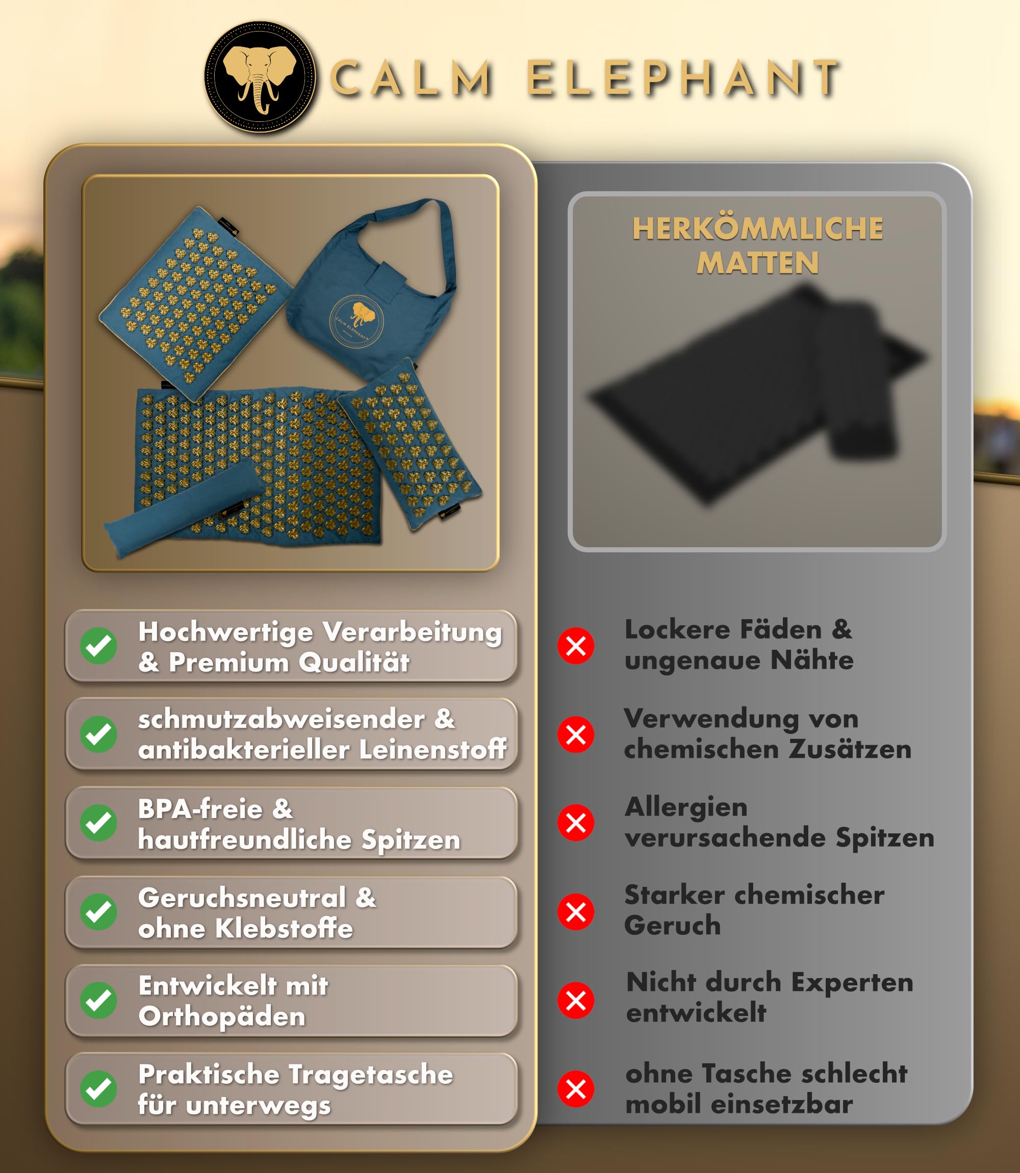 Echte Akupressurmatte mit Kissen XXL Set aus 5 Massagematten Rückenspannung Entlastung Akupunkturmatte mit Wärmefunktion, Lumbalkissen, Doormatte & Tasche, Grau