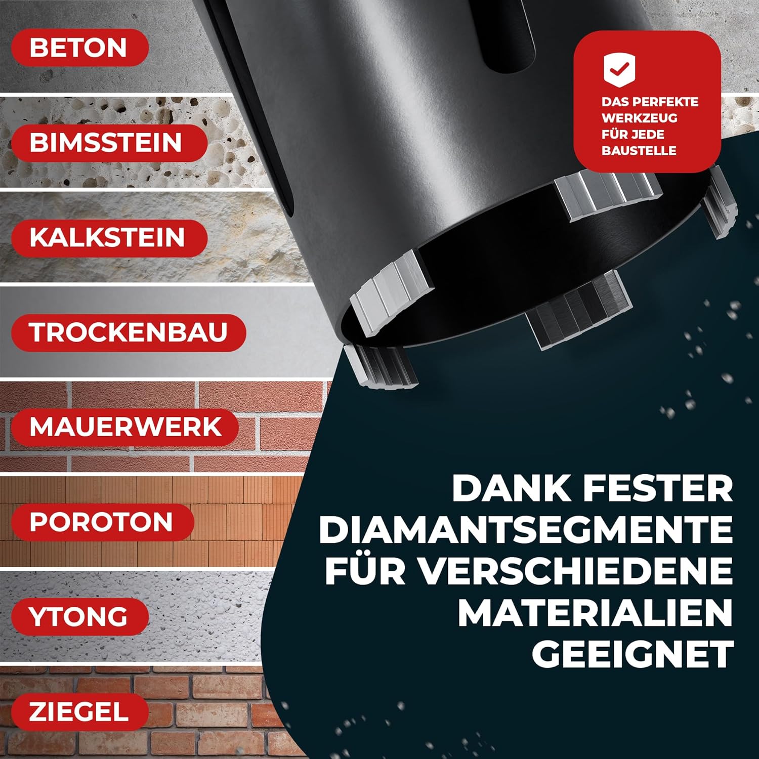 Kernbohrer/Bohrkrone Ø32-162mm / 200mm Länge/SDS Plus/Dosenbohrer/Diamantbohrkrone/Bohrkrone Steckdose/Kernlochbohrer/Diamant
