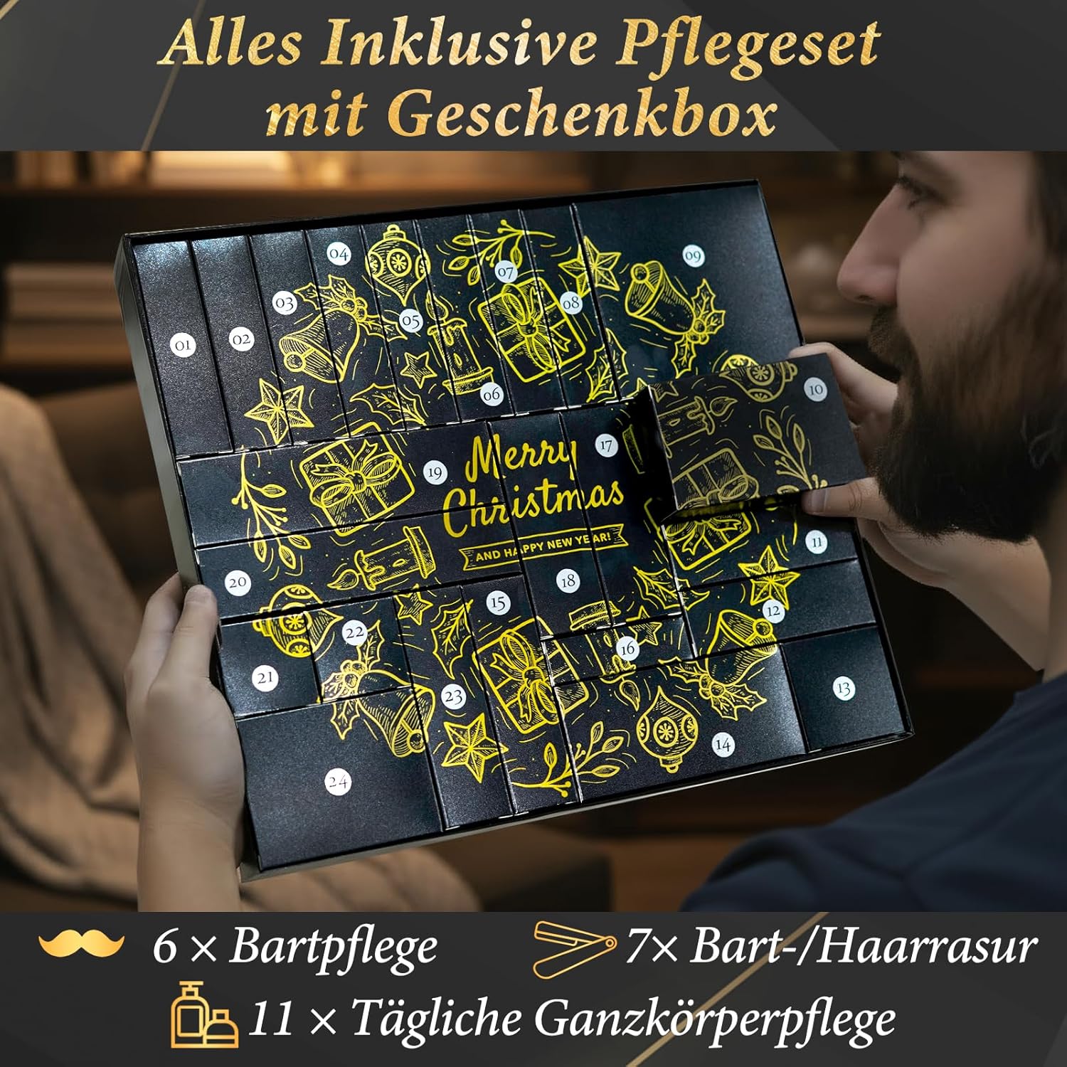 Adventskalender für Männer, Geschenkset für Männer, Bartpflegeset, Adventskalender