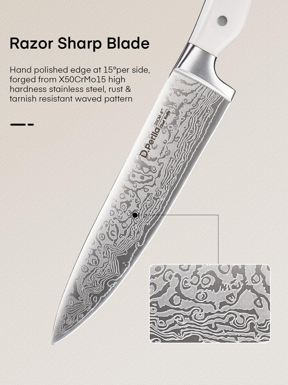 Messerblock Set, 14-teiliger selbstschärfender Messerblock mit Messer, scharfer Edelstahlmessersatz mit Kunststoffgriff und Holzblock, professionelles Küchenmesserset