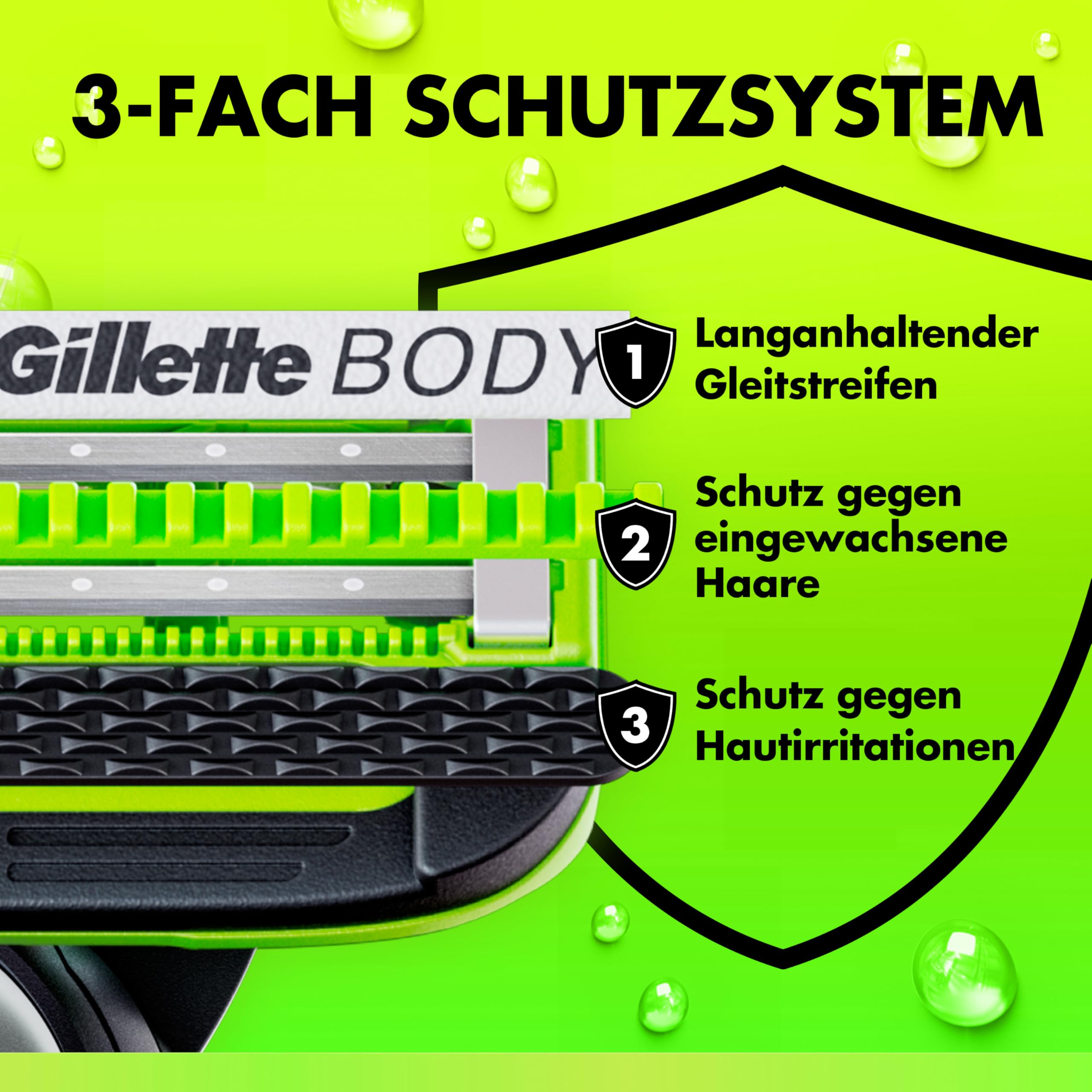 Gillette Labs Body & Intimate Rasierklingen, 12 Original Ersatzklinge, Grün