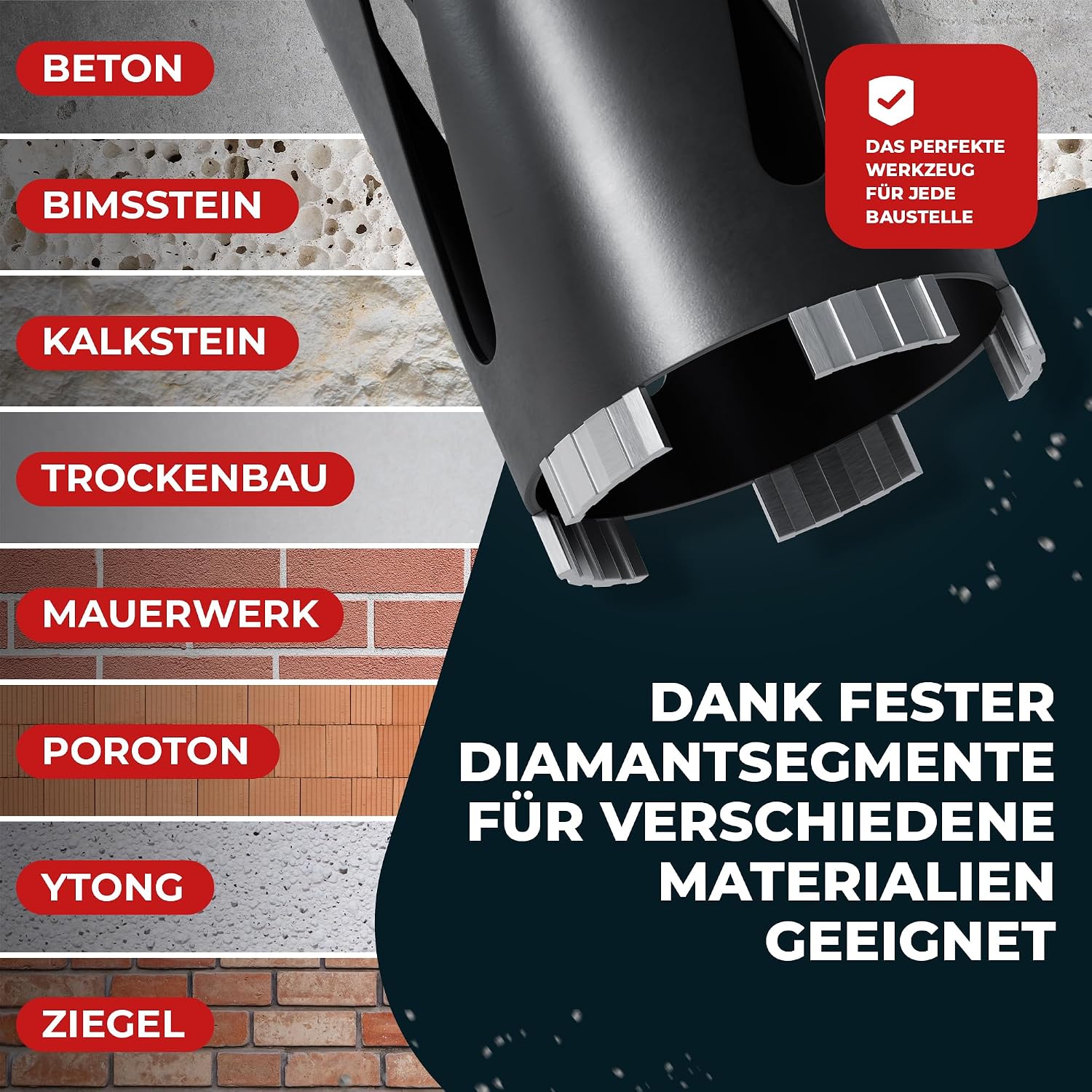 Kernbohrer/Bohrkrone Ø32-162mm / 200mm Länge/SDS Plus/Dosenbohrer/Diamantbohrkrone/Bohrkrone Steckdose/Kernlochbohrer/Diamant