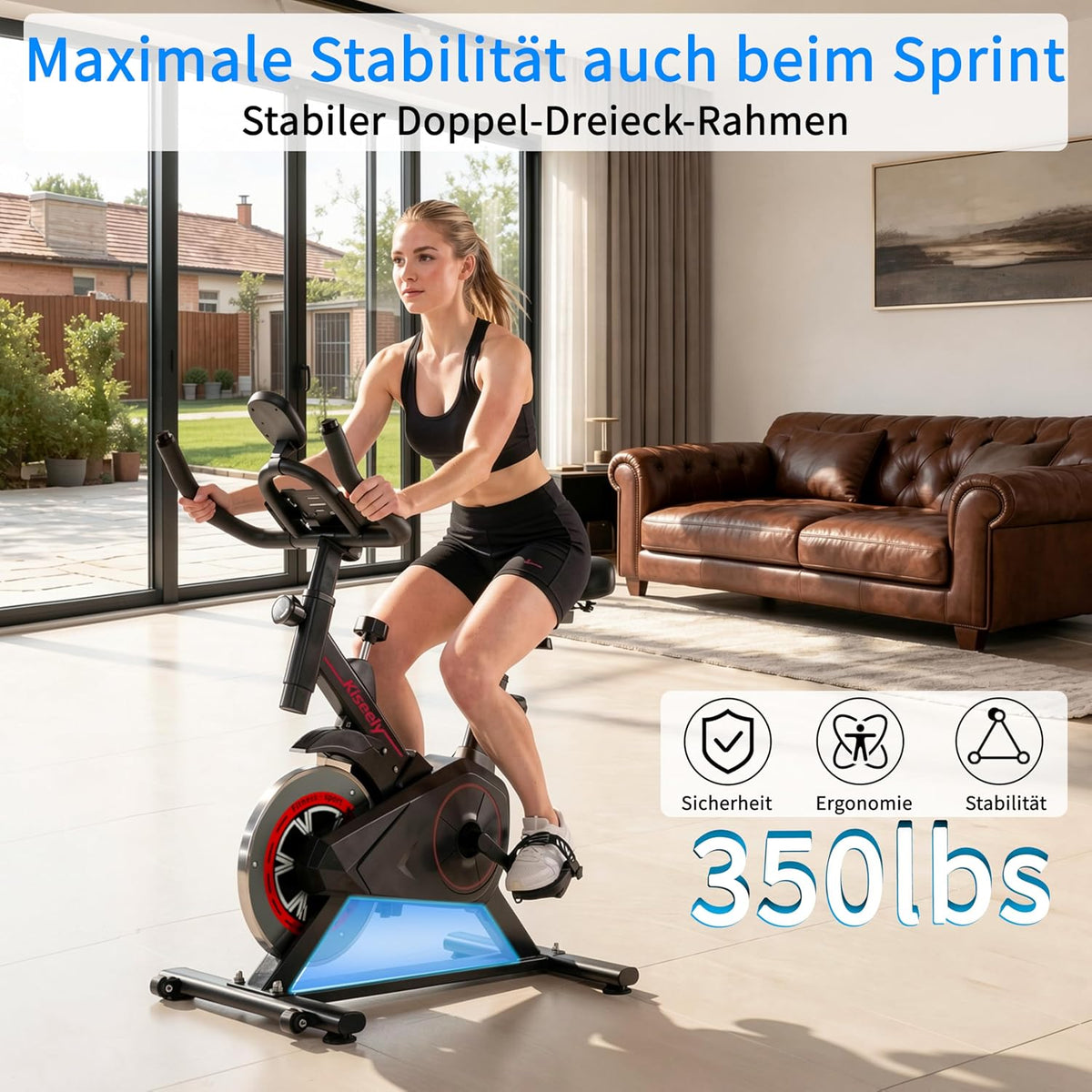 Heimtrainer Fahrrad, Leises Fitnessbike mit einstellbarem Magnetwiderstand, Indoor Cycling Bike mit LCD-Display, Ergonomischer Komfortsattel für Home Gym Indoor Cycling
