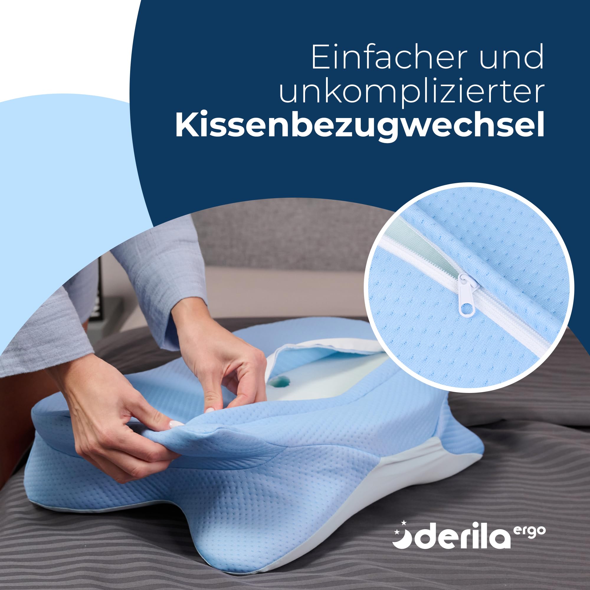 Ergo Halskissen, Memory Schaumkissen, Halsstütze Kissen, Ergonomisches Kissen, Kissen für Seiten, Rücken- und Bauchschläfer