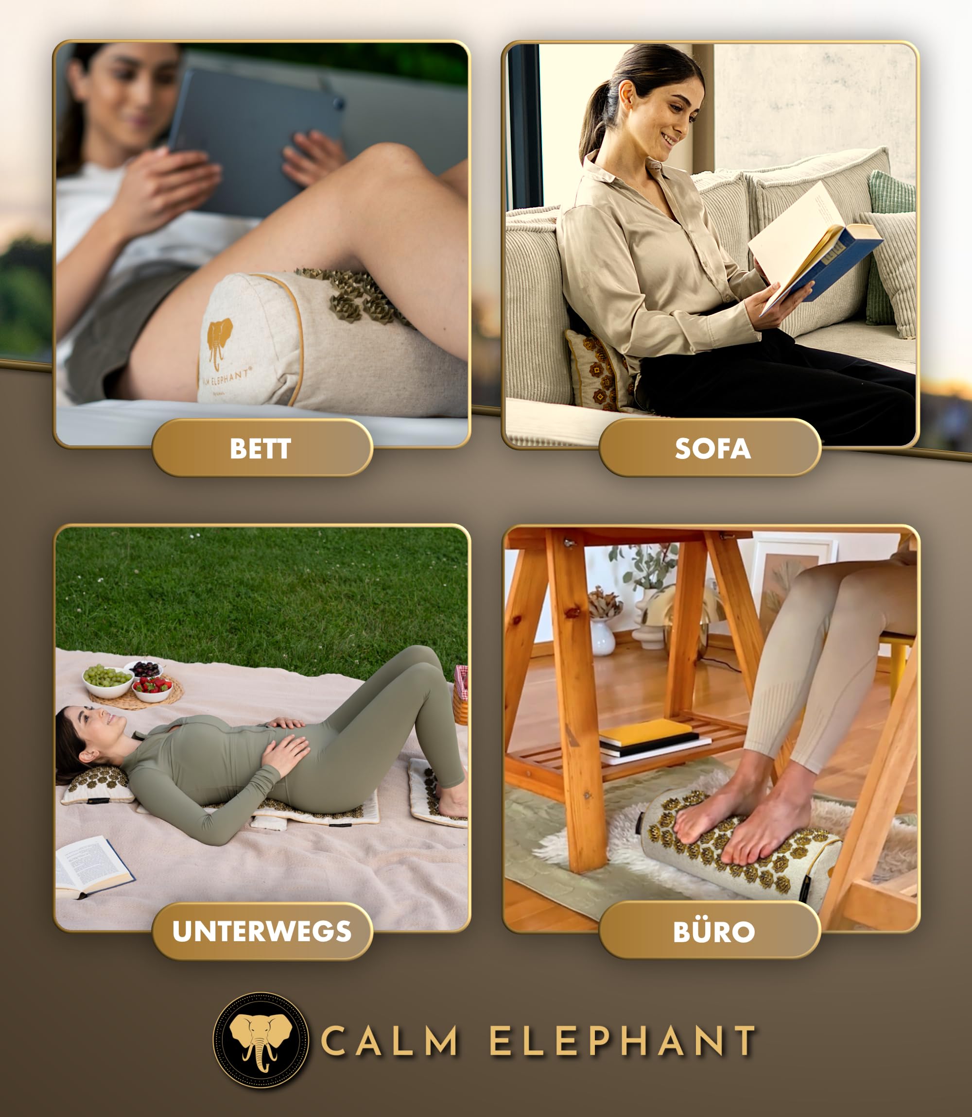 Echte Akupressurmatte mit Kissen XXL Set aus 5 Massagematten Rückenspannung Entlastung Akupunkturmatte mit Wärmefunktion, Lumbalkissen, Doormatte & Tasche, Grau