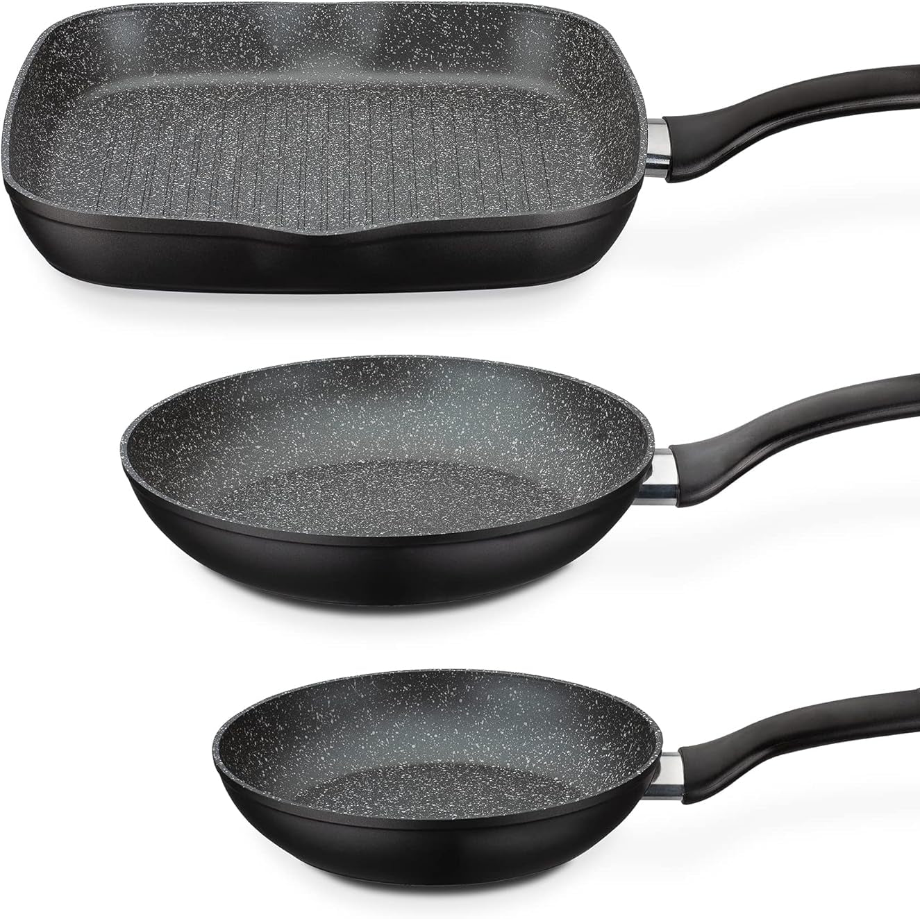 Gourmet Granit 3-teiliges Pan Set aus Aluminium / Schwarz / NEU & OVP