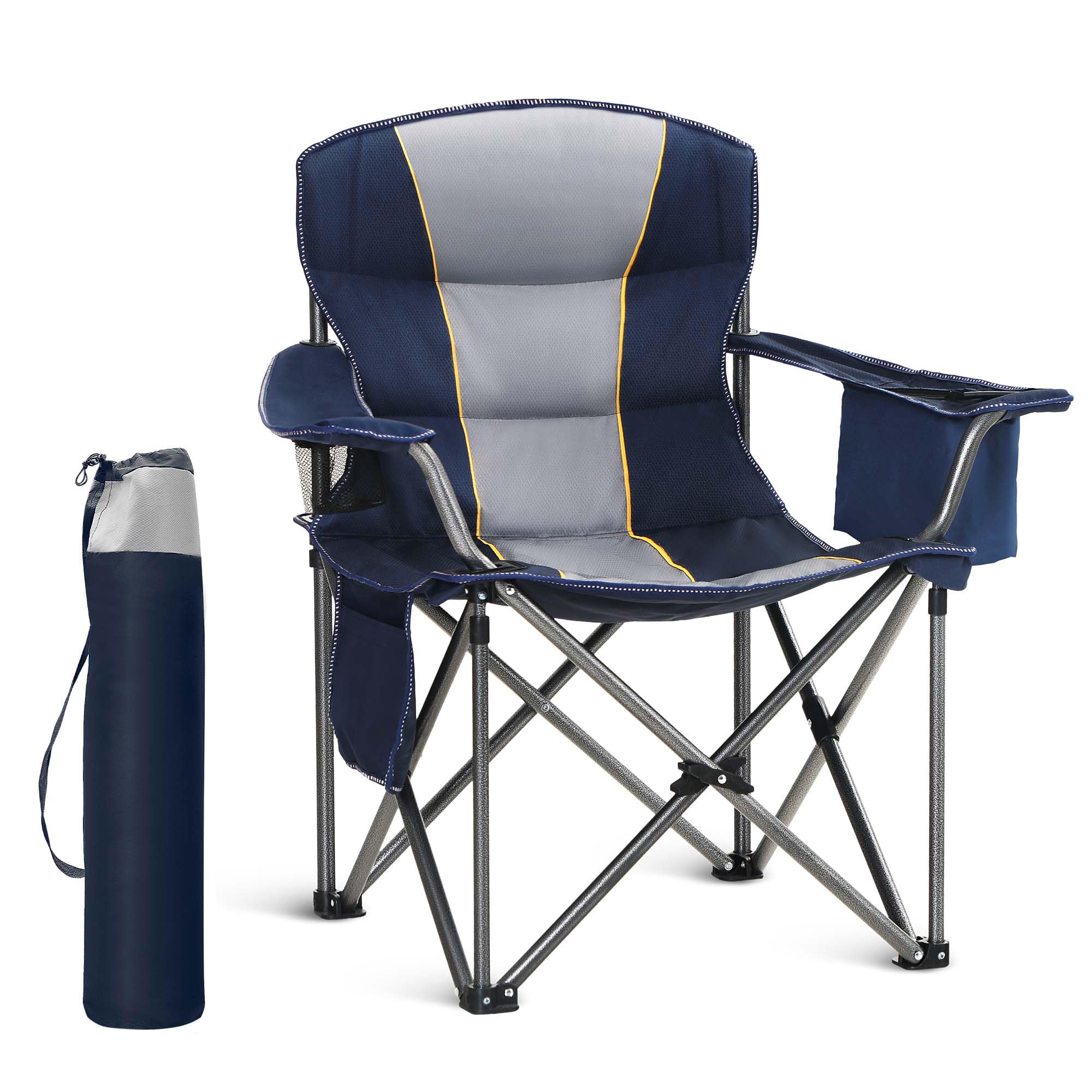 Campingstuhl Faltbar 200kg Klappstuhl Gepolstert mit Getränkehaltern Faltbarer Angelstuhl XXL mit Armlehnen Outdoorstuhl