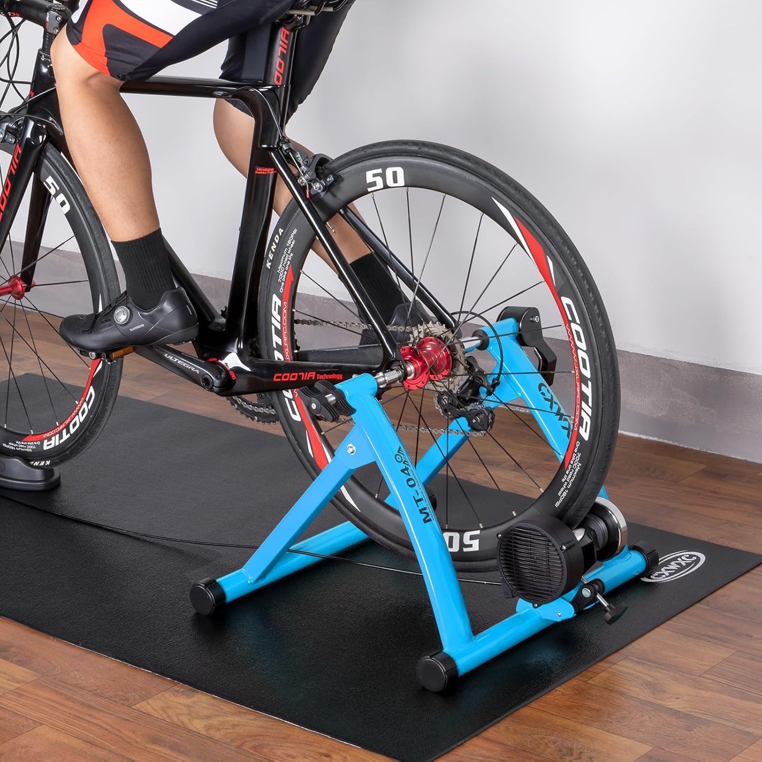 Fahrrad Rollentrainer, Klappbar Stahl Bike Trainer mit Schnellspanner Vorderradunterlage Radtrainer für 26-29 Zoll Fahrradtraining Fahrradfahren Zuhause Indoor