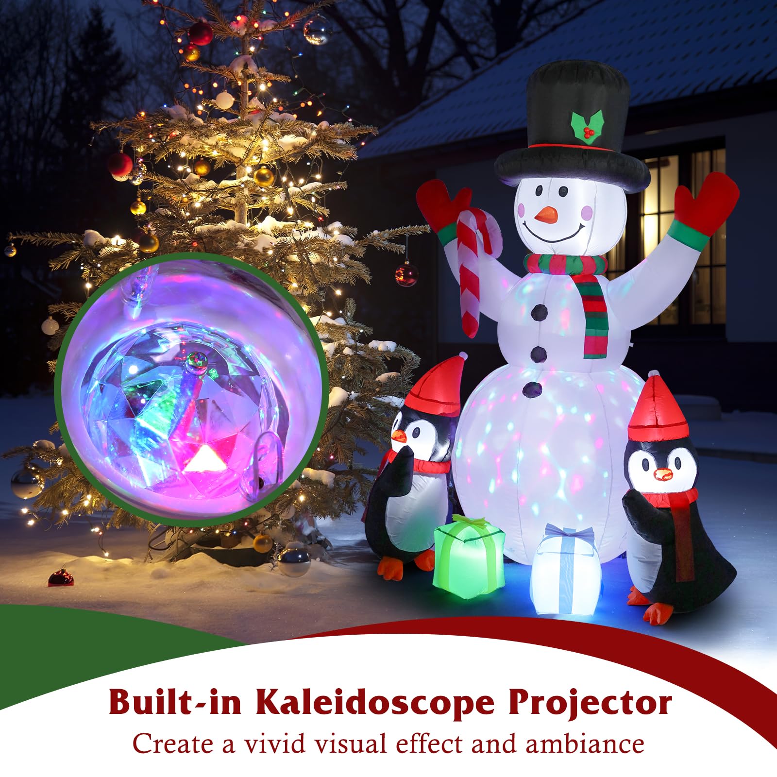 Aufblasbare Weihnachtsdeko, Riesiger Weihnachtsbaum Bogen mit 8 LED Leuchten, Wasserfest Beleuchtet Aufblasbar Weihnachtsdeko Aussen für Hof Garten Feiertag Weihnachtsdekoration