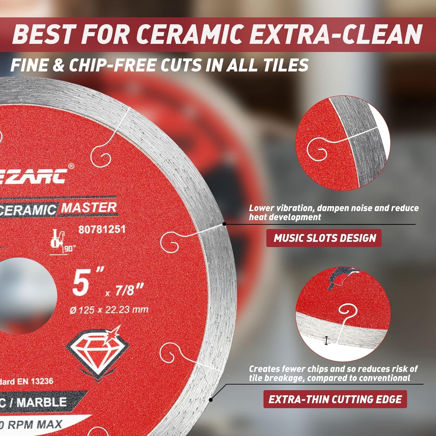 Diamantschneidscheiben 125mm Extra Thin Diamond Disc Cutting Disc für Fliesen Keramik Marmor Nass oder Trockenschnitt