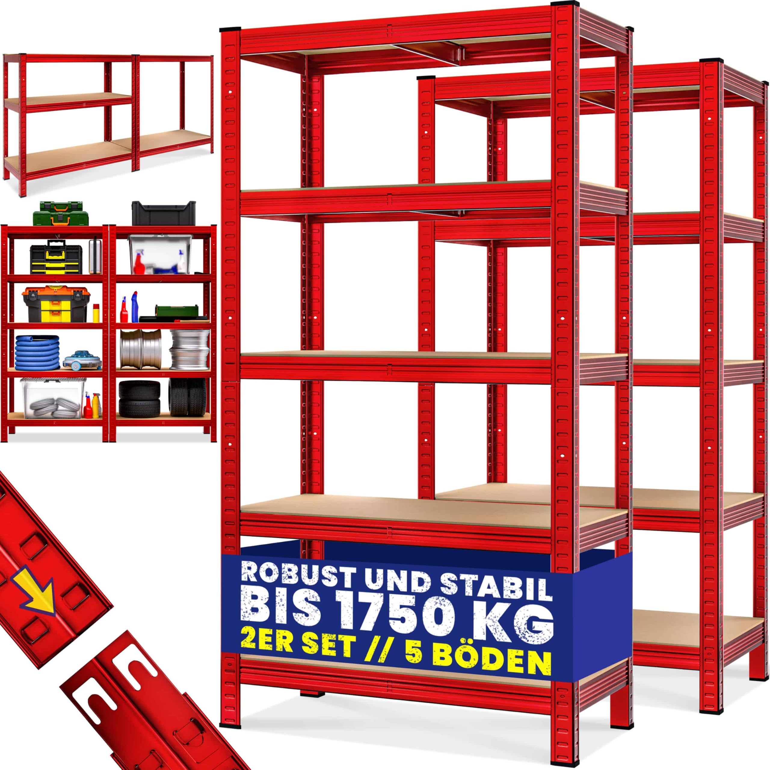 2er Set Schwerlastregal 180x90x40cm