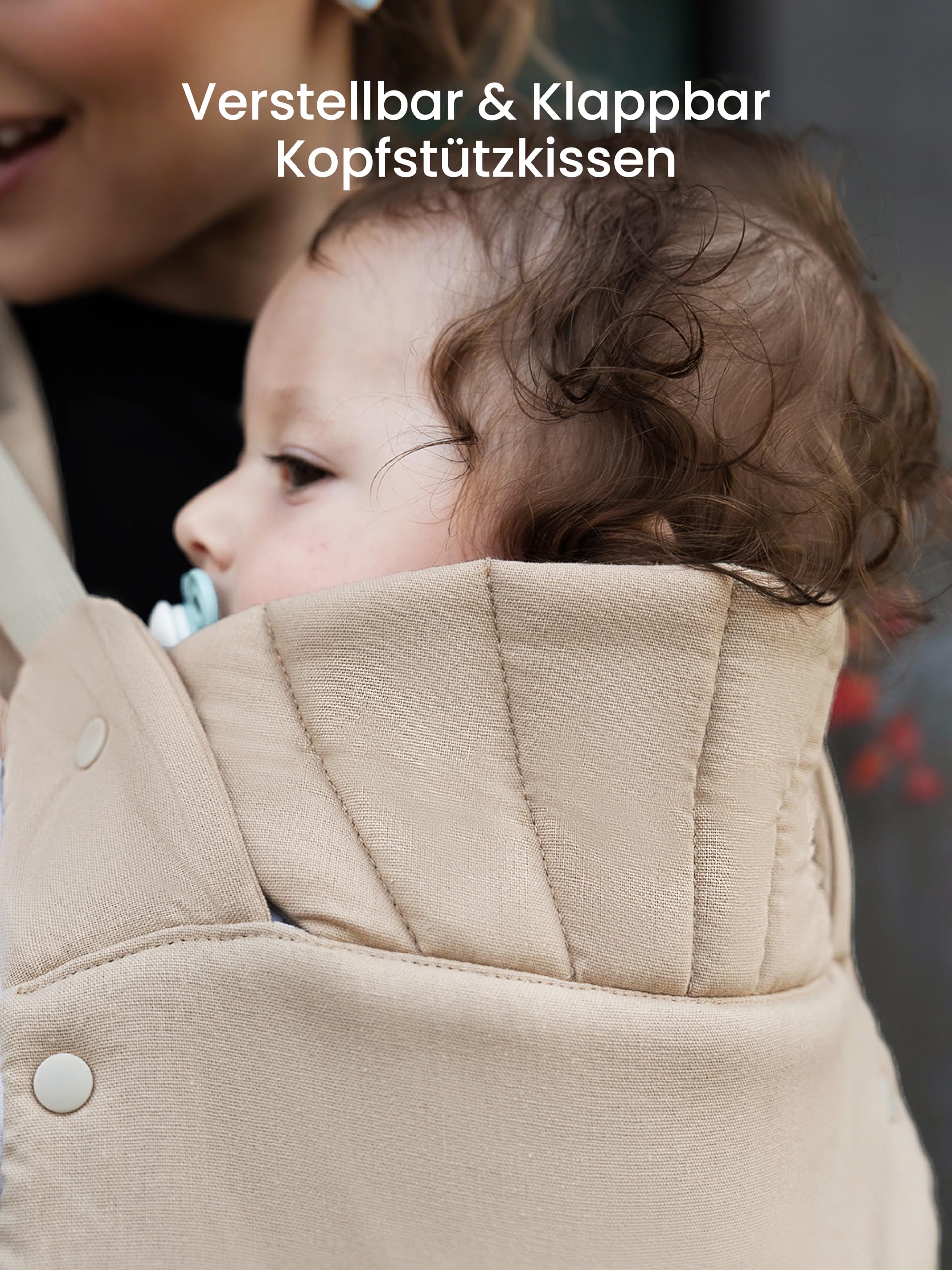 Babytrage, Ein-Klick-Schnalle für Einfaches Anlegen, Bequemer Träger von Neugeborenem bis Kleinkind mit Kopfstütze (3-20kg, 3-24Monate), Ergonomisch & Leicht