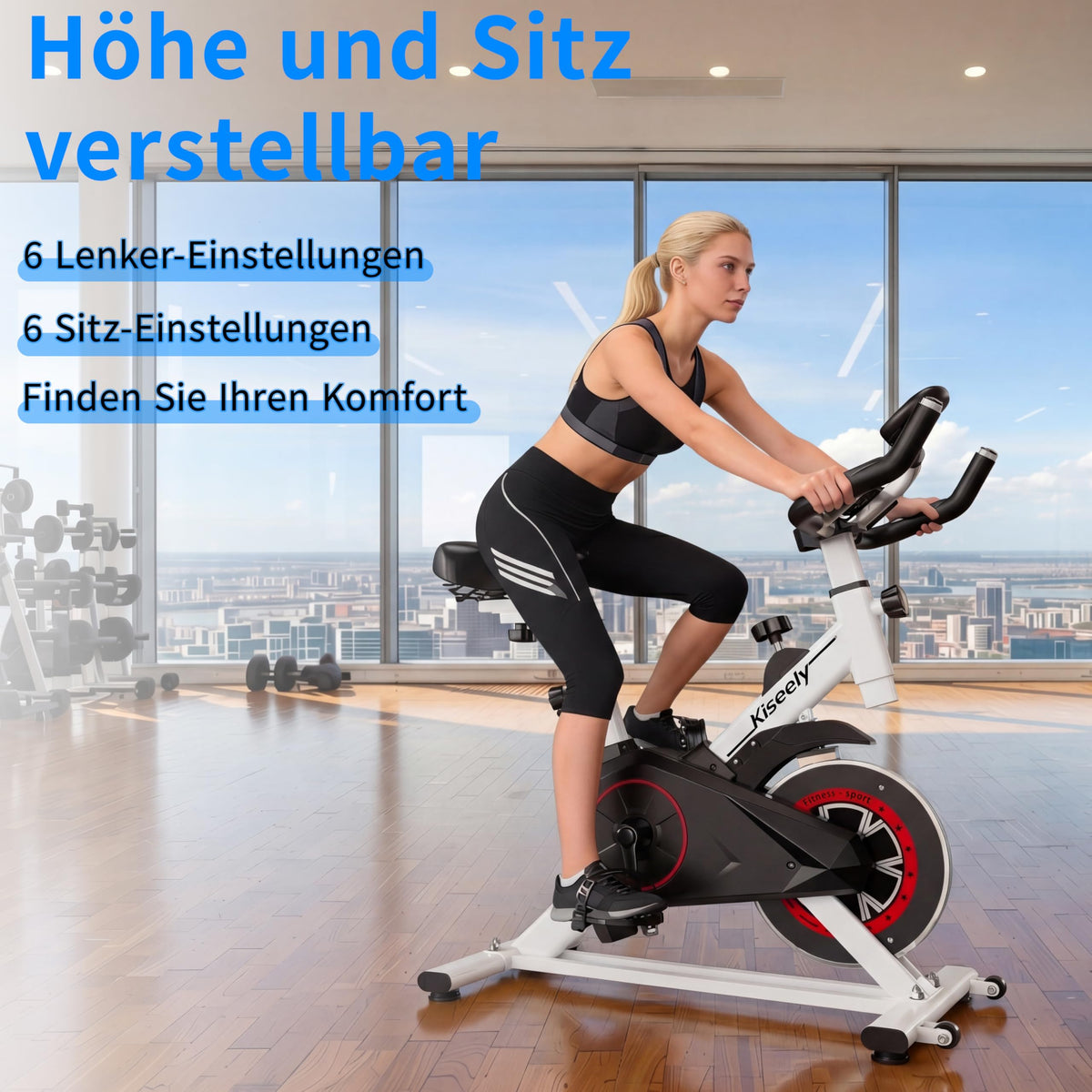 Heimtrainer Fahrrad, Leises Fitnessbike mit einstellbarem Magnetwiderstand, Indoor Cycling Bike mit LCD-Display, Ergonomischer Komfortsattel für Home Gym Indoor Cycling