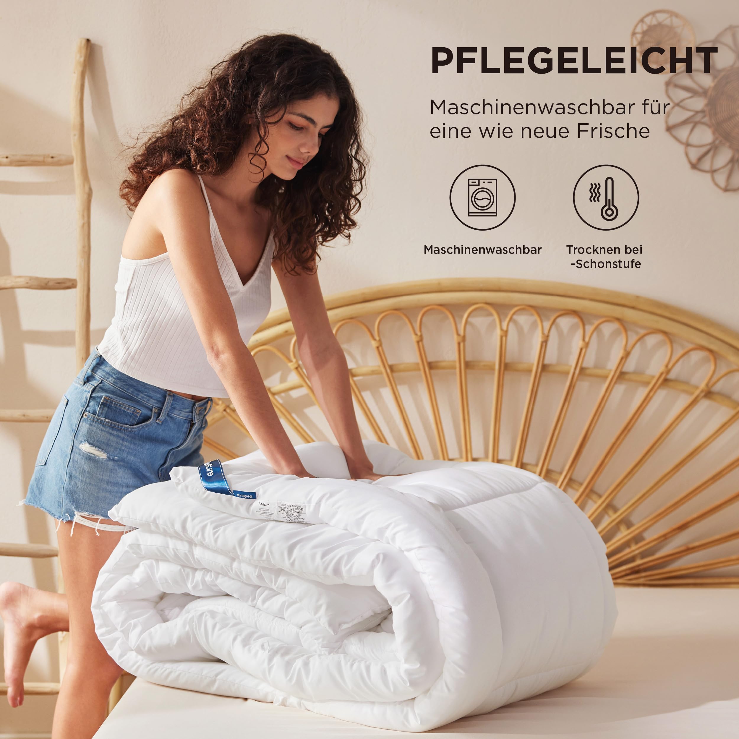 BEDSURE Bettdecke Ohne  - Bettdecke für Allergiker, Warm & Gemütlich Ganzjahresdecke 300GSM Füllung, Waschbare Duvet für 4 Jahreszeiten, Grau/Hellgrau