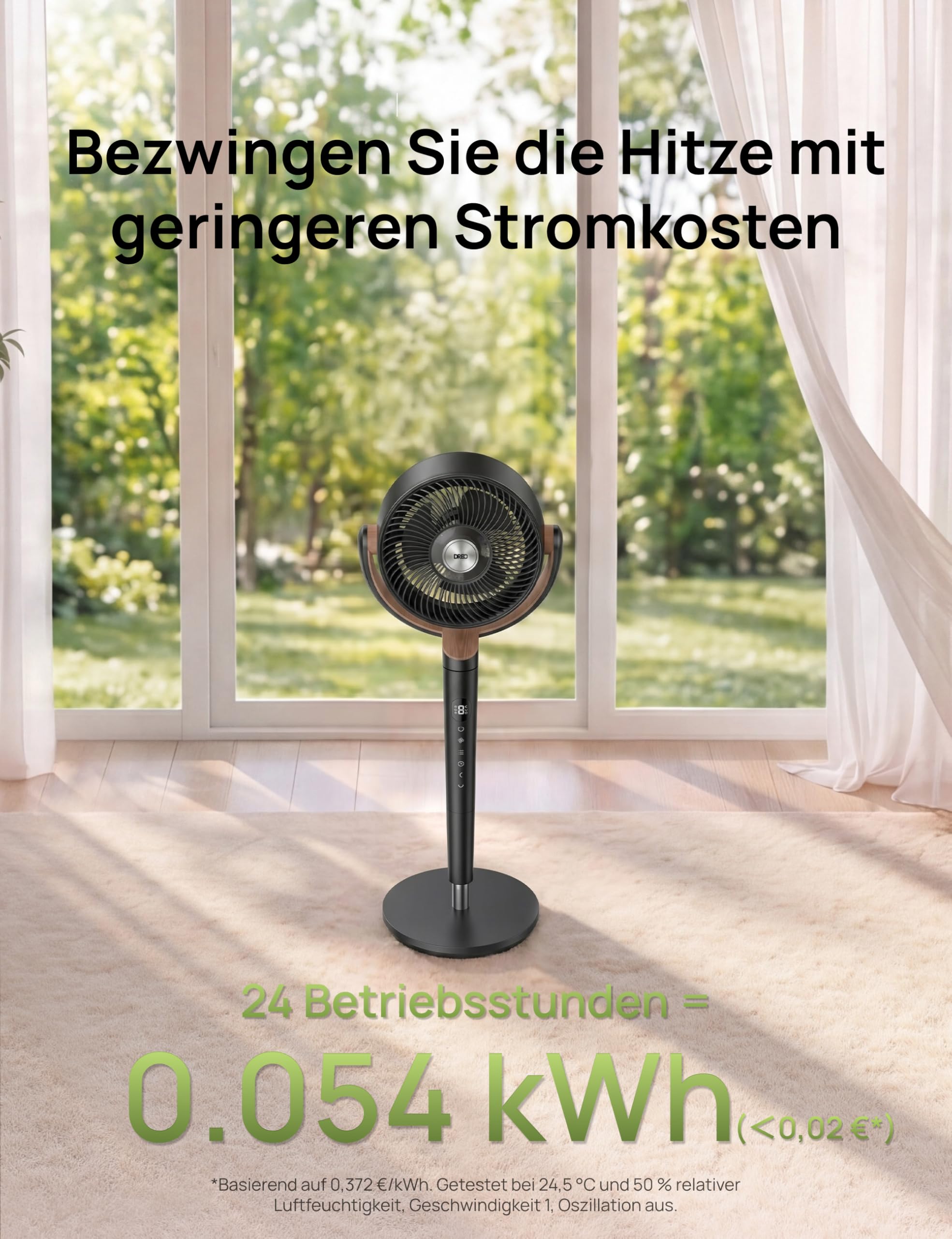 Starker Standventilator Smart mit RGB Light, 120° +120° Oszillierender Ventilator mit Fernbedienung, 20dB Leiser Bodenventilator / Turmventilator für Schlafzimmer, 8H Timer, Silber