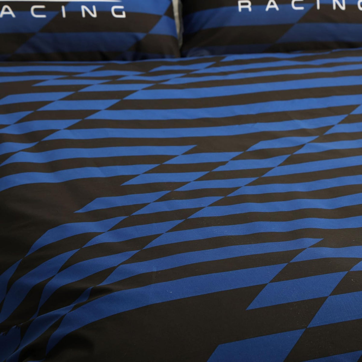 Character World Oracle Red Bull Racing Officially Licensed Double Duvet Cover Set | Automatic Design Reversible 2 Sided Blue Bedding Including Matching Pillow Cases Double Bed Set | Polycotton