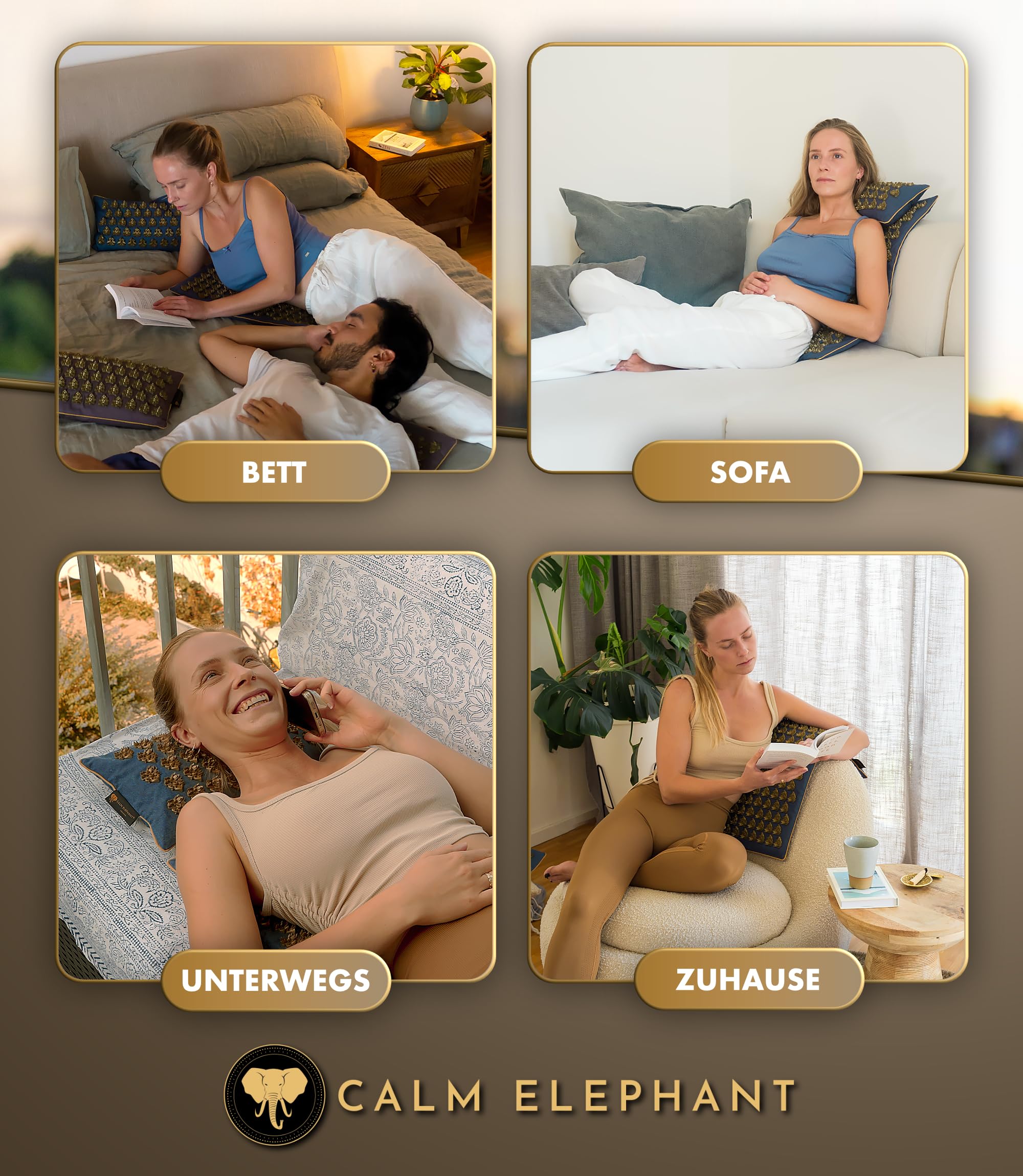 Echte Akupressurmatte mit Kissen XXL Set aus 5 Massagematten Rückenspannung Entlastung Akupunkturmatte mit Wärmefunktion, Lumbalkissen, Doormatte & Tasche, Grau