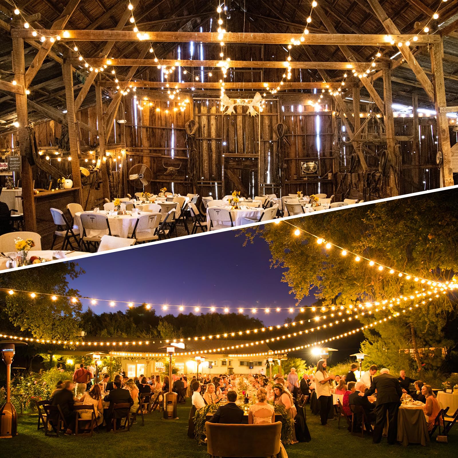 Lichterkette Außen Outdoor LED Strom - Aussen Beleuchtung Garten Balkon - Lichterketten Glühbirnen Pavillon Terrasse Party Draußen String Lights - Wetterfest Dimmbar Fernbedienung Partybeleuchtung