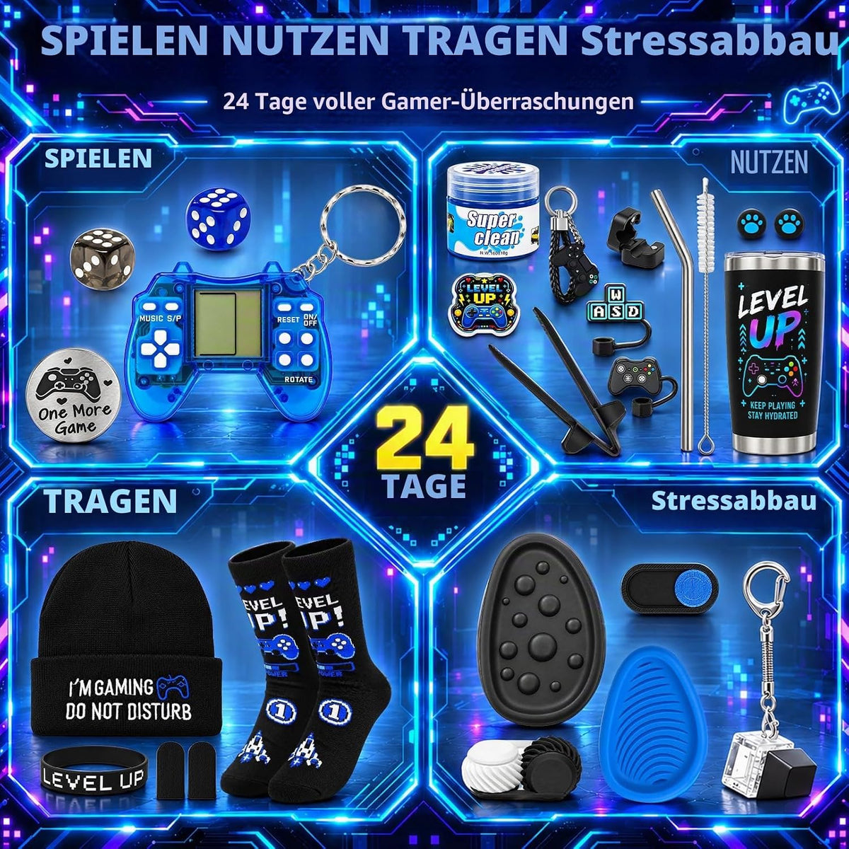 Gaming Adventskalender 2026 Teenager mit Umfangreiches Gamer Geschenkset
