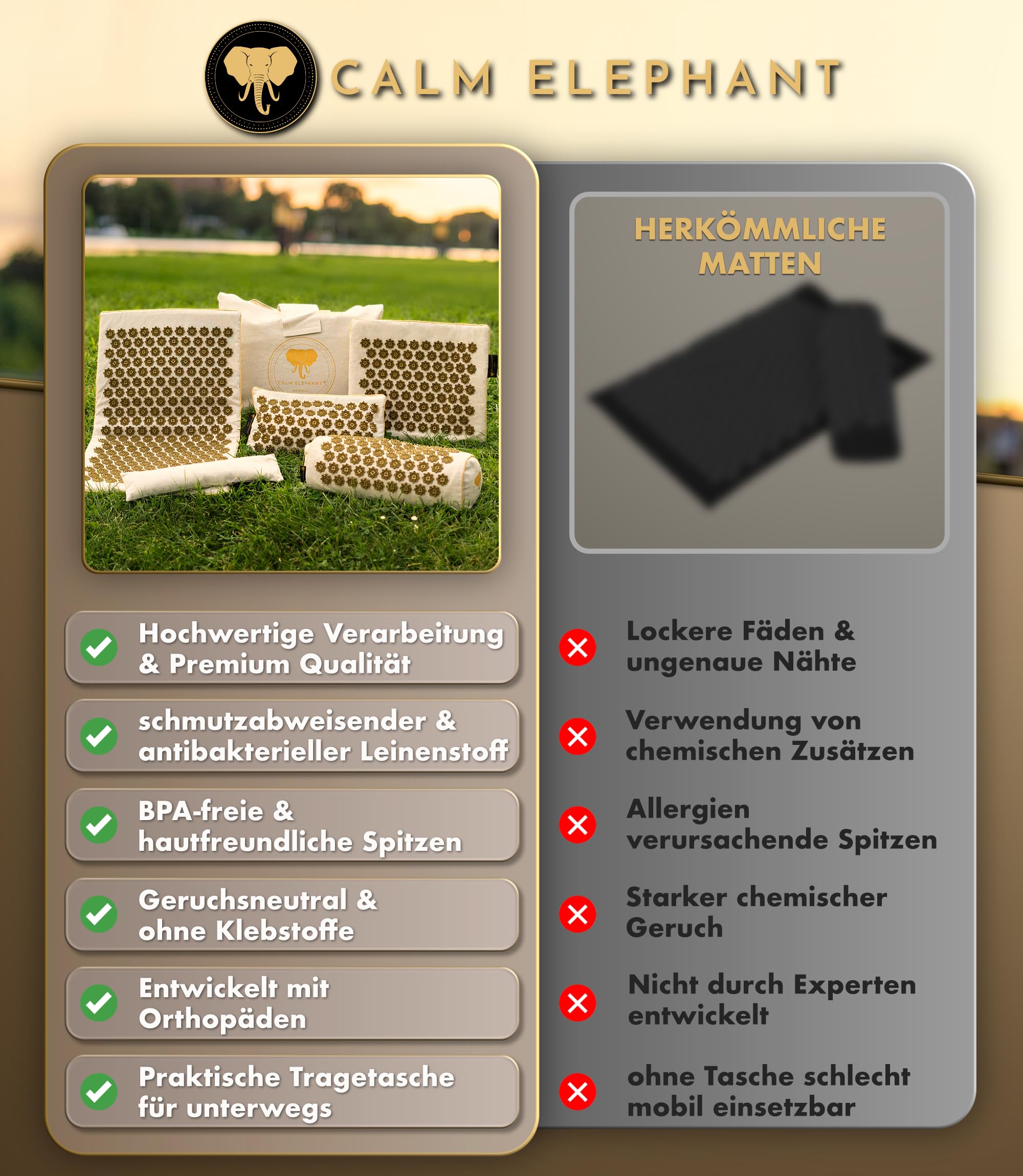 Echte Akupressurmatte mit Kissen XXL Set aus 5 Massagematten Rückenspannung Entlastung Akupunkturmatte mit Wärmefunktion, Lumbalkissen, Doormatte & Tasche, Grau