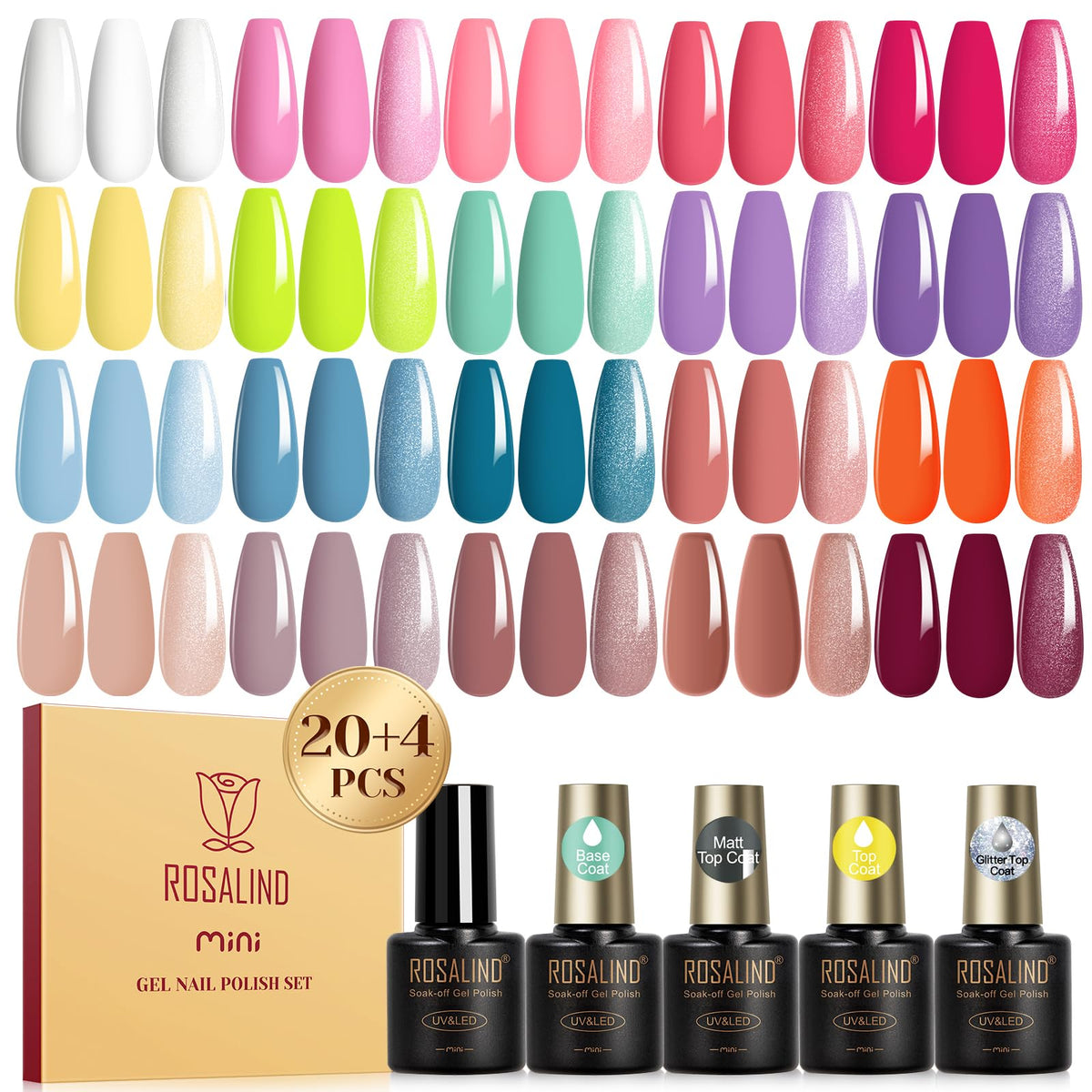 UV Nagellack Set Weiß Rosa Violett Rot Grün Blau Gel