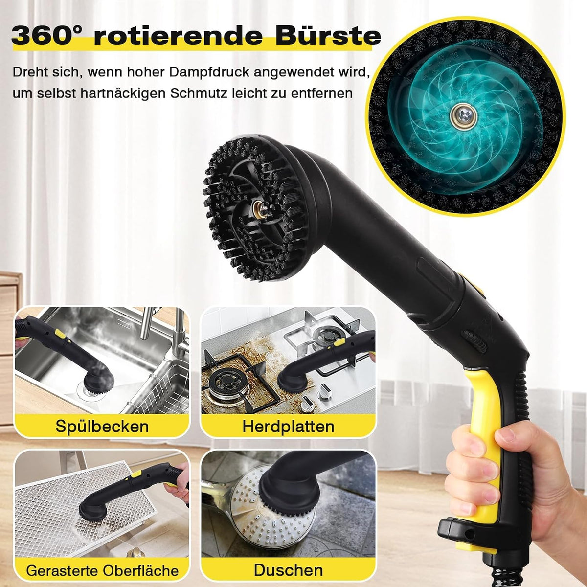 Dampfreiniger, Polstermöbelreiniger, mit 5 m extra Langem Netzkabel