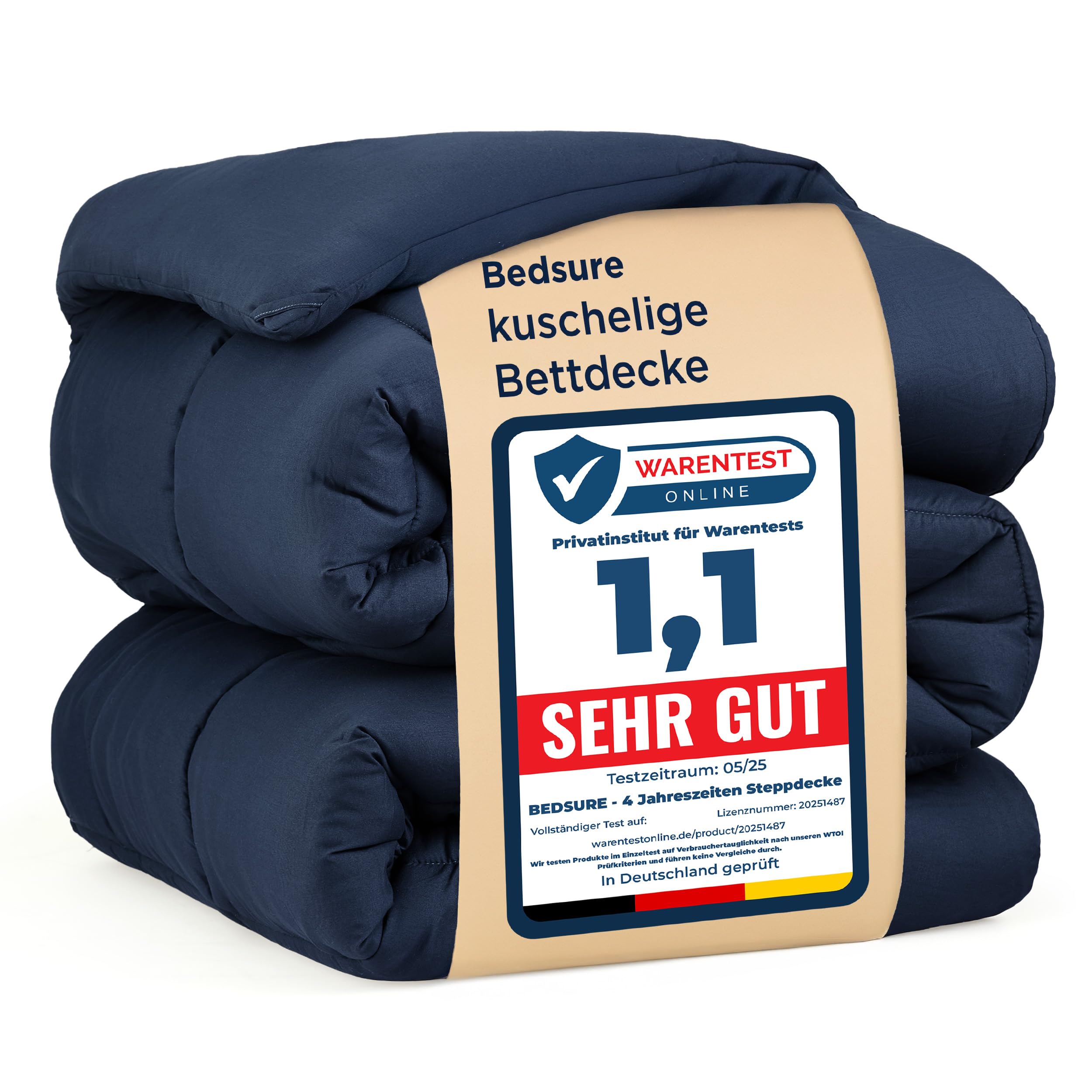 BEDSURE Bettdecke Ohne  - Bettdecke für Allergiker, Warm & Gemütlich Ganzjahresdecke 300GSM Füllung, Waschbare Duvet für 4 Jahreszeiten, Grau/Hellgrau