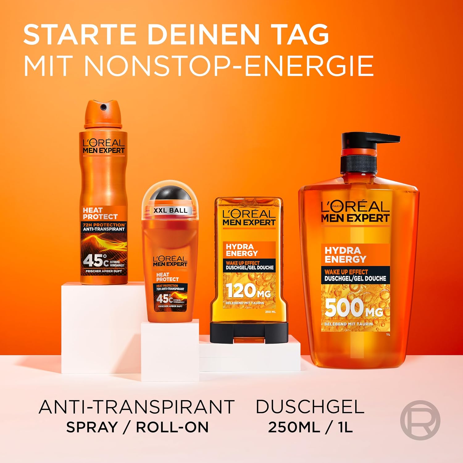 L'Oréal Men Expert 1L Duschgel und Shampoo für Männer, 3-in-1 Duschbad zur Reinigung von Körper, Haar und Gesicht, Herren Körperpflege für langanhaltende Frische mit Taurin, Hydra Energy, 1x1000 ml