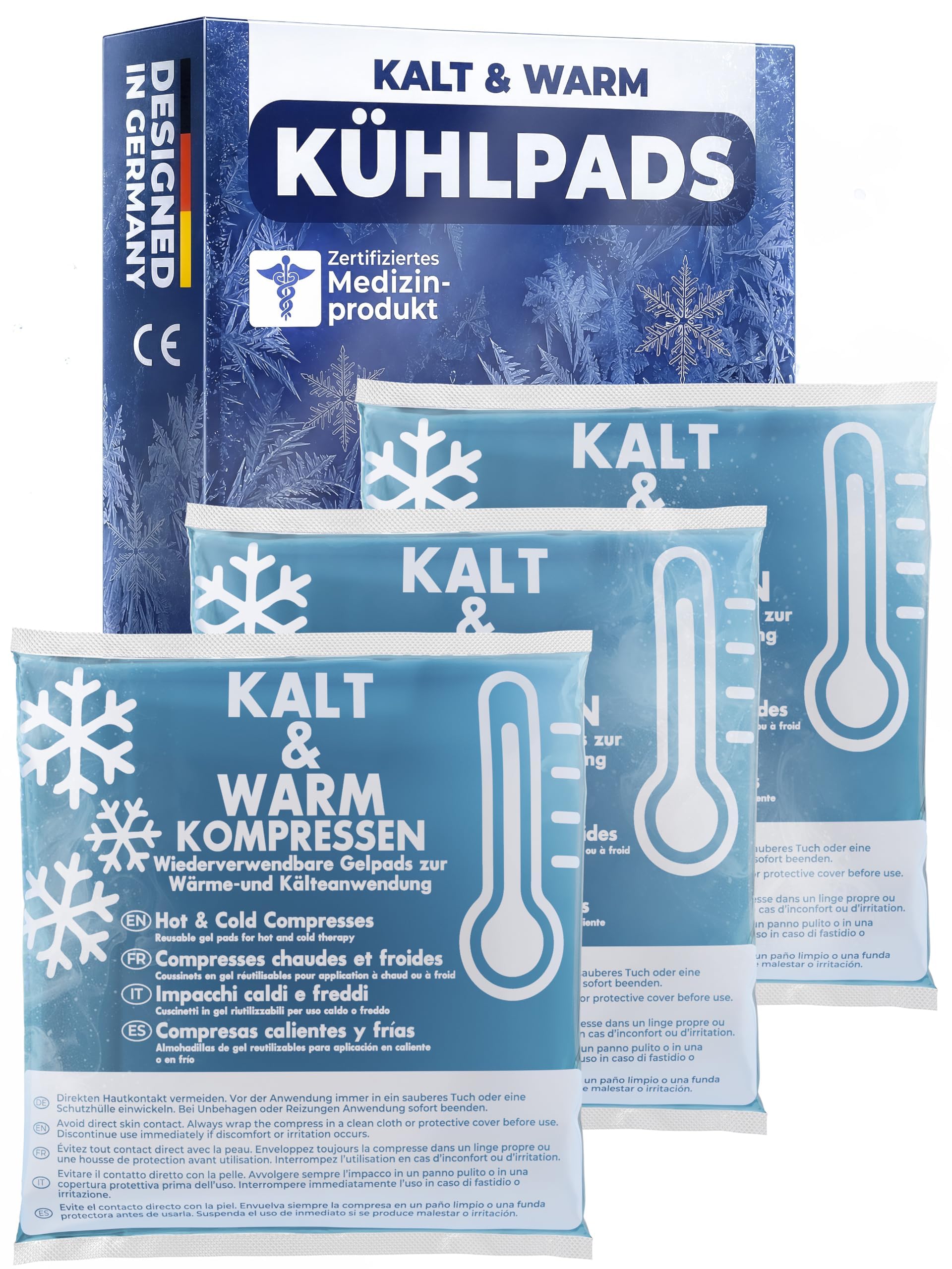 Kühlpads Kalt Warm Kompresse zertifiziert | Kühlpacks für Kinder & Erwachsene, Mit Fleecehülle, Strapazierfähig, Mehr Gelinhalt, PowerSeal Schweißnaht, Tiefgekühlt weich