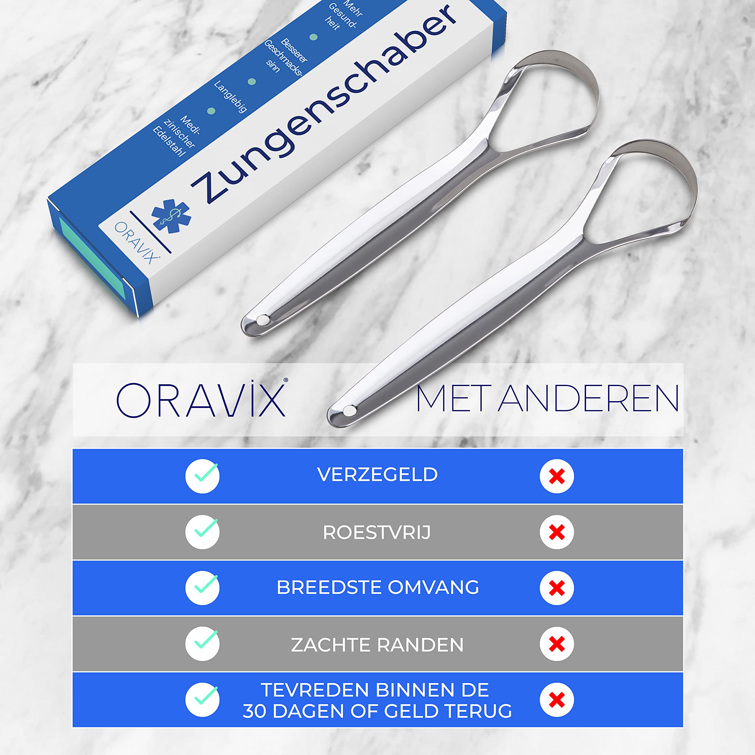 Zungenschaber Edelstahl | Dreier-Pack | Zungenreiniger | Für einen frischen Atem und eine bessere Mundgesundheit | Zungenreiniger Edelstahl | Zungenreiniger für Kinder und Erwachsene | ORAVIX