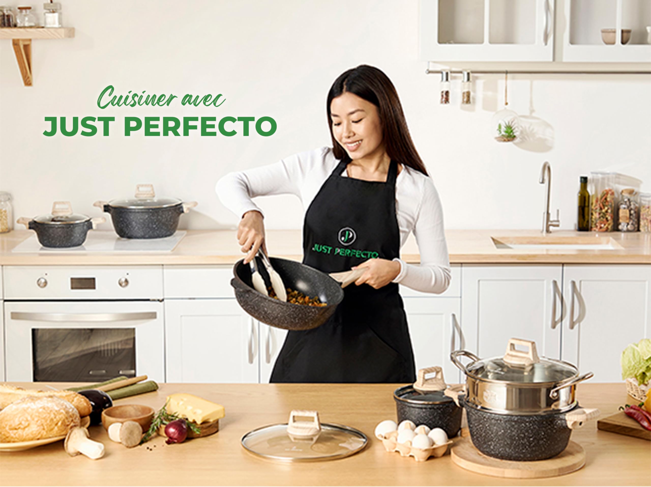 Induktionsgefässe - Pfannenset mit Deckel - Induktionsgefässe Set - Töpfe & Pfannen Set ohne PTFE und PFOA - Kochgeschirr-Topf-Induktion