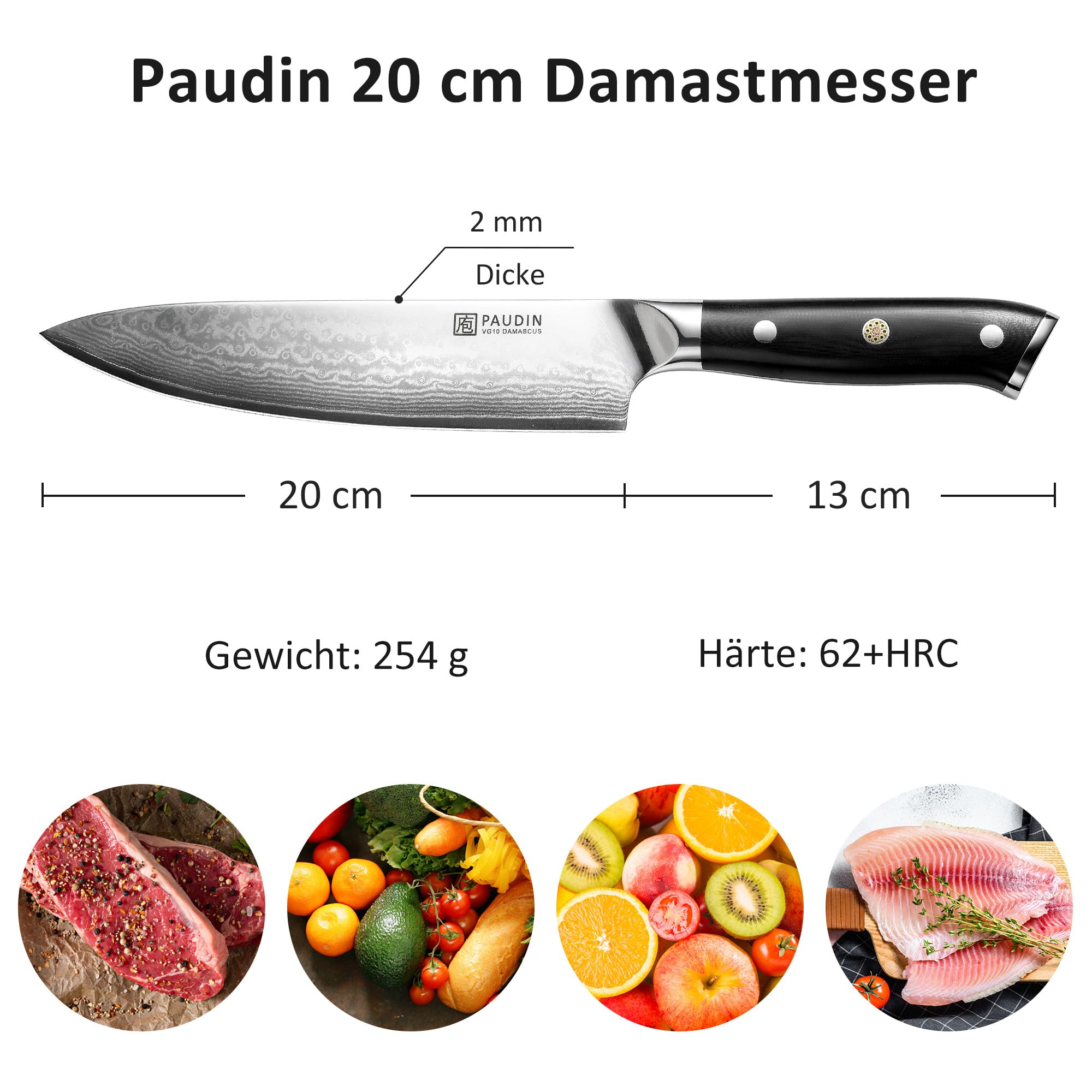 Küchenmesser-Set, 5-teiliges Küchenmesser-Set aus hochwertigem Kohlenstoff-Edelstahl, Ultra Sharp Messer-Set mit Kochmesser, Hackmesser, Nutzmesser