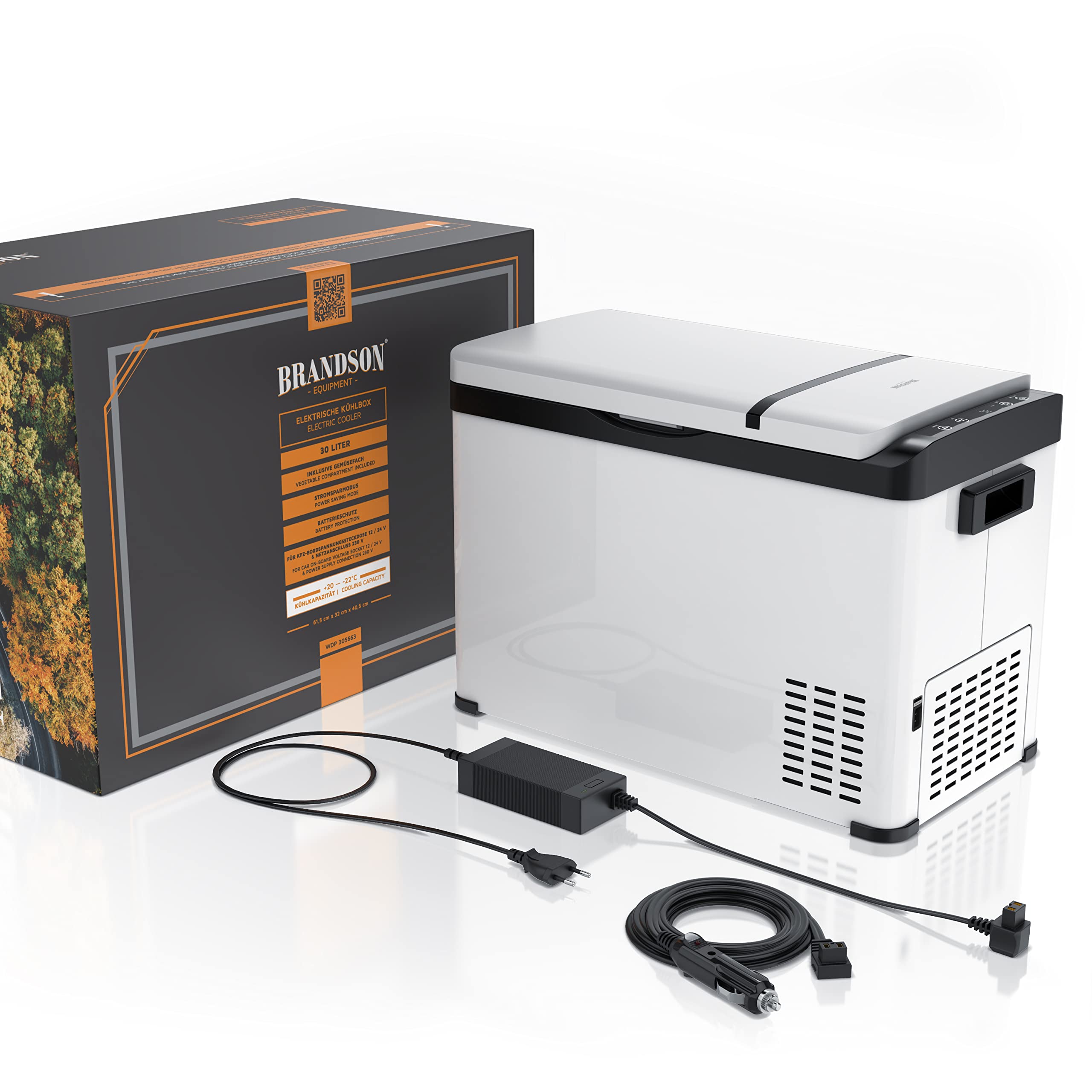 ECO Kompressor Kühlbox XXL elektrisch - 30L Getränke Kühlschrank - Gefrierbox Kühlung bis – 22°C - Autokühlbox mit ECO Modus - 30 Liter 12V 24V KFZ – für LKW Auto Camping Boot – Cool Grey