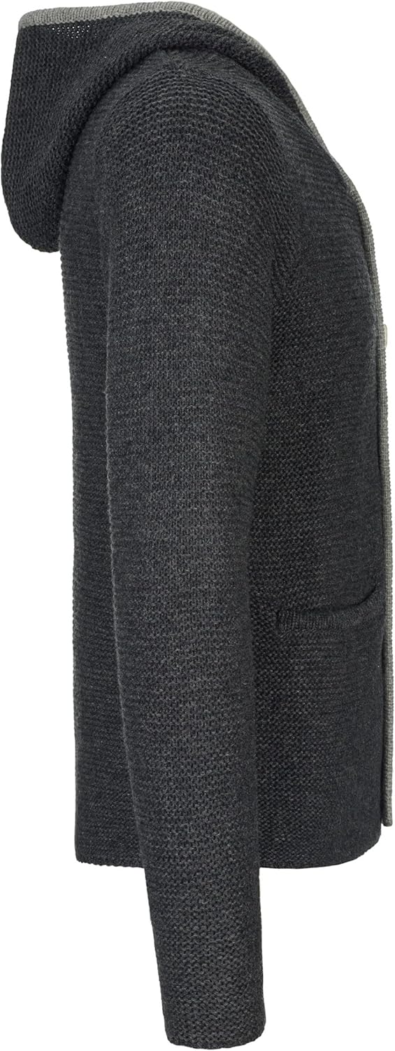 Herren Kostümjacke mit Hood - Kostüm Hoodie für Männer in Schwarz / Anthrazit und Grau und Braun - Traditionelle Strickjacke in S, M, L, XL, XXL, XXXL